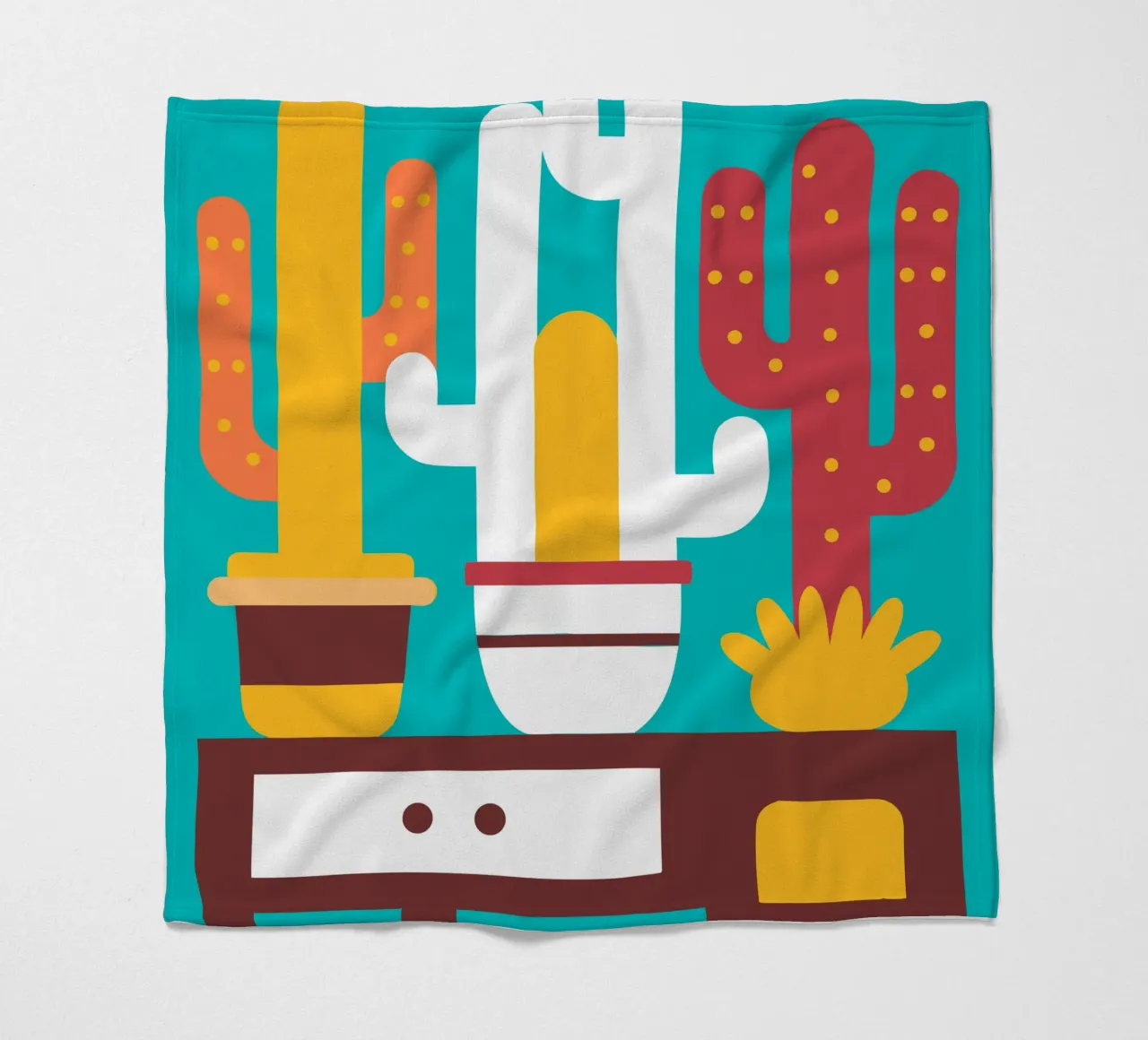 Cactus y jarrón apilado manta de franela de FLOWER PLACE SHOP