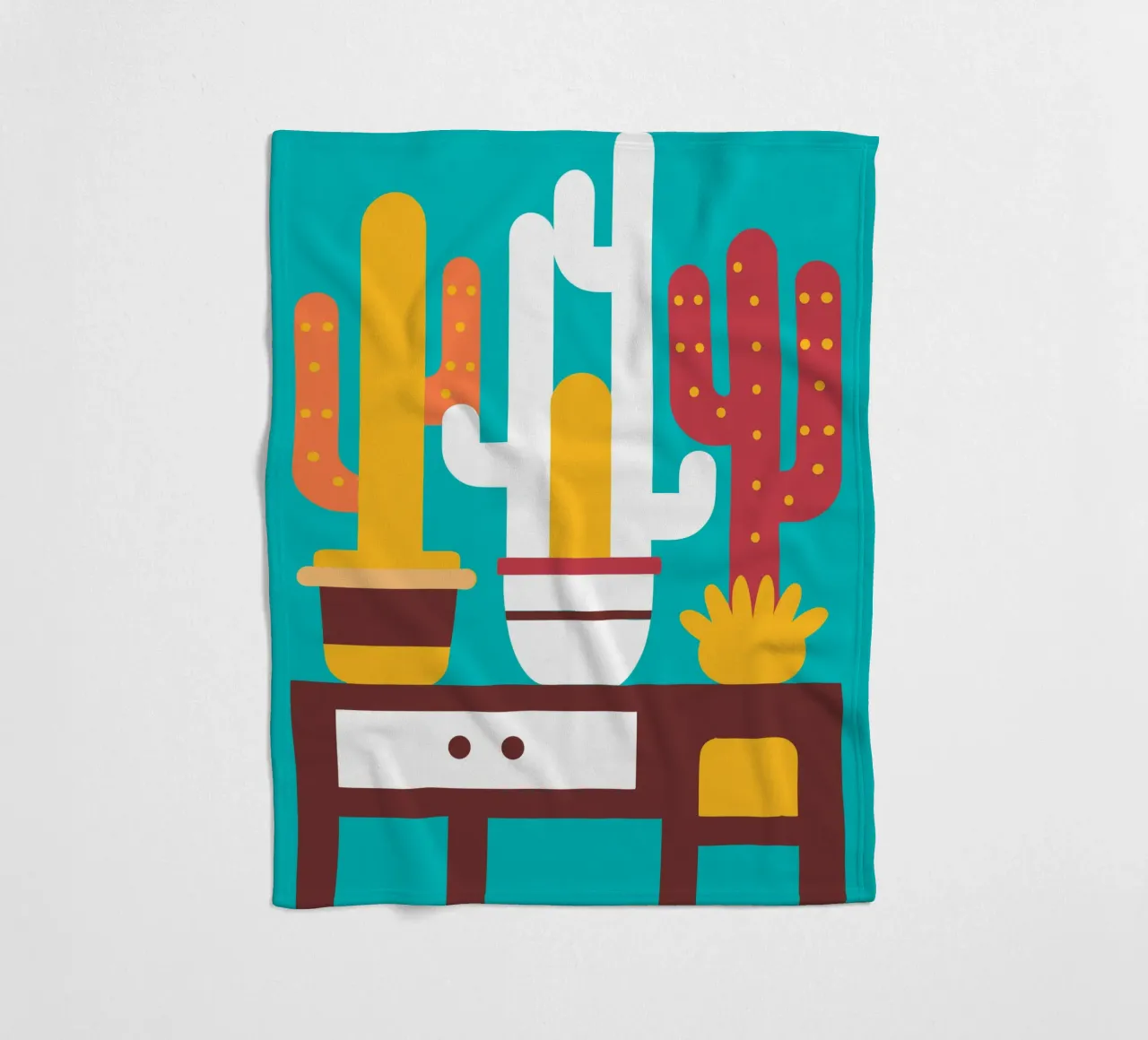 Cactus y jarrón apilado manta de franela de FLOWER PLACE SHOP