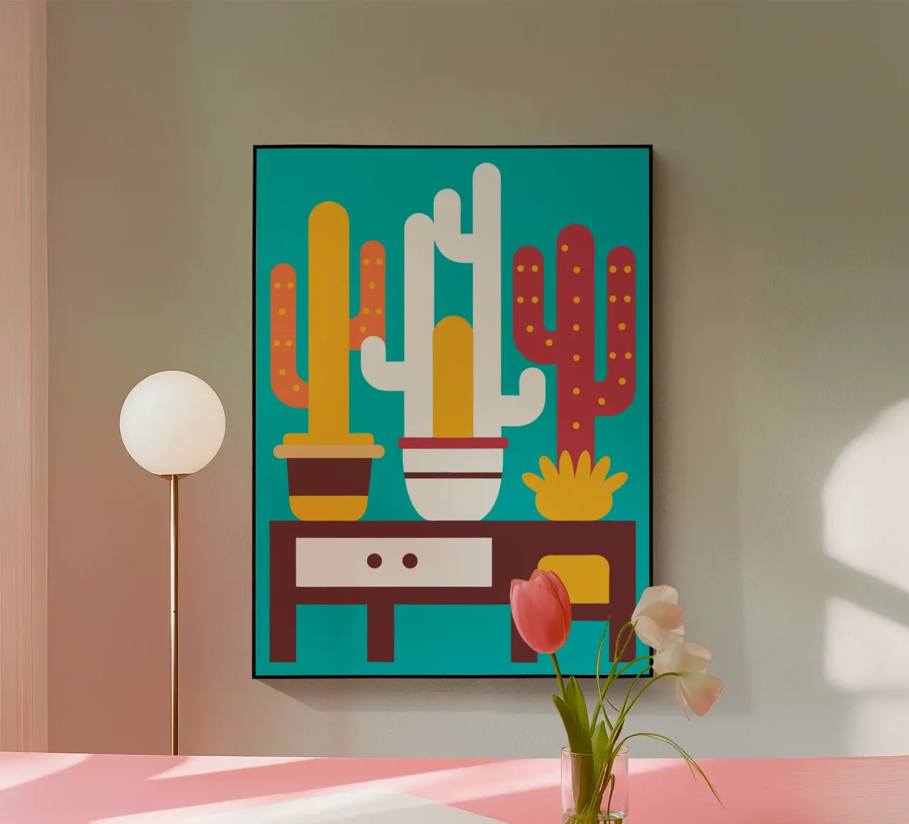 Cactus en gestapelde vaas acryl van FLOWER PLACE SHOP