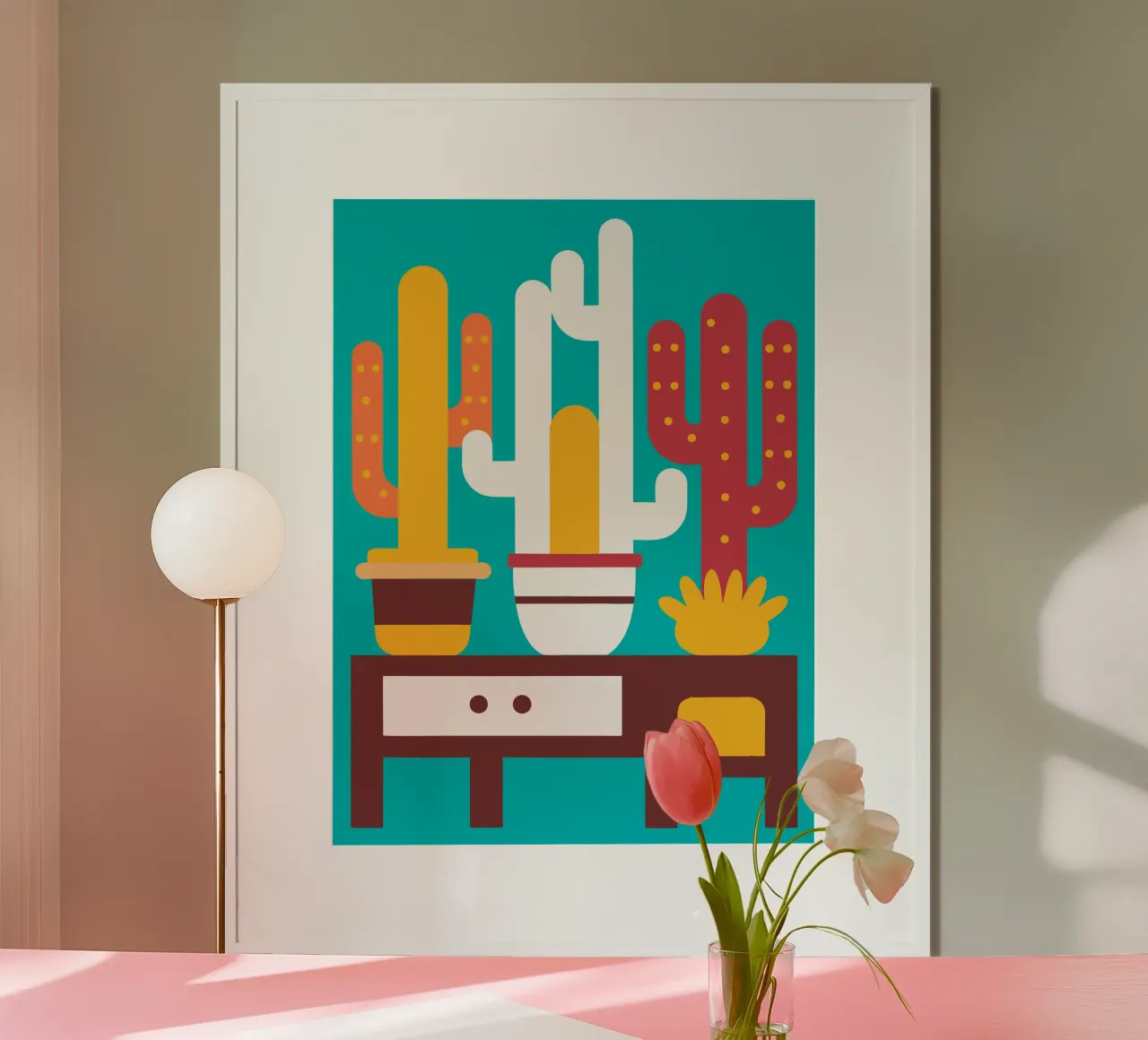 Cactus e vaso impilato poster da FLOWER PLACE SHOP