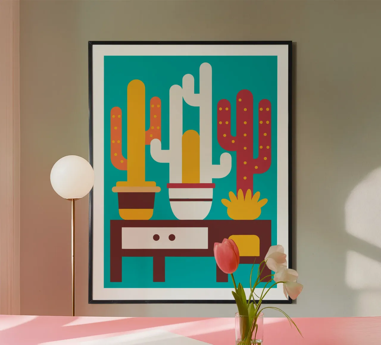 Cactus e vaso impilato poster da FLOWER PLACE SHOP