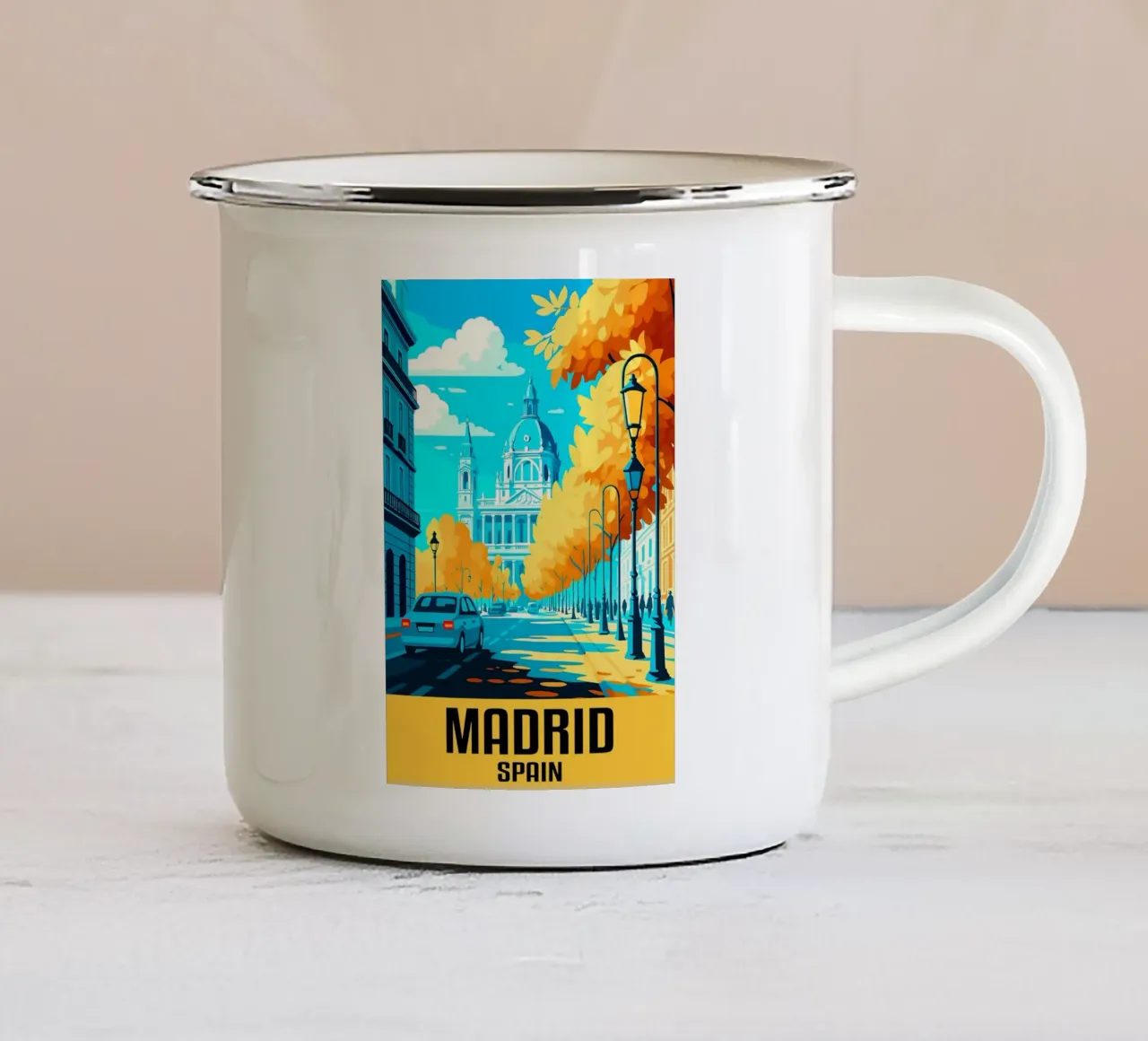 Madrid Spanien Stadt Kunst Imagination Emaille Tasse von oneheart