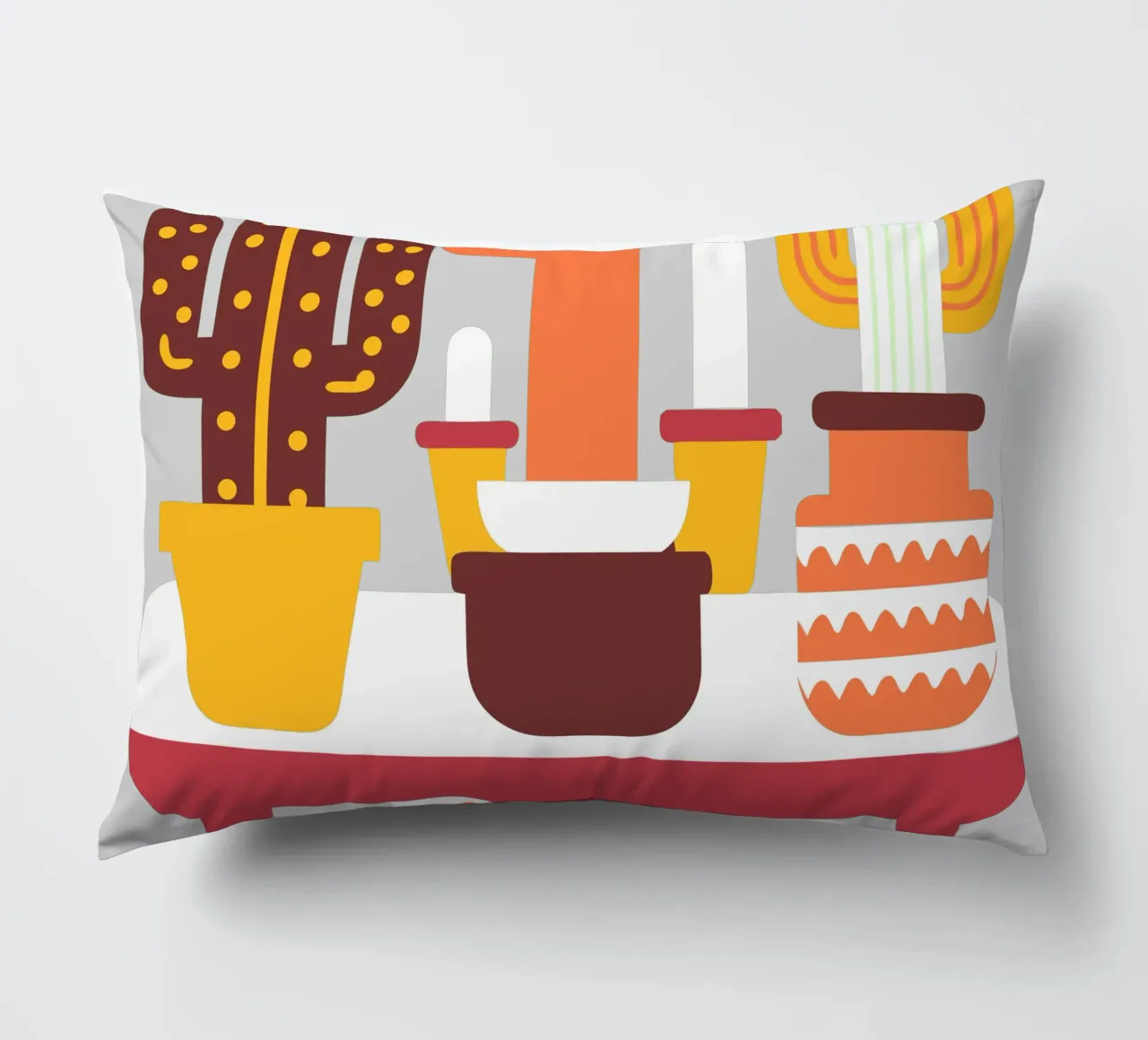Cactus and Stacked Vase decorative cushion by FLOWER PLACE SHOP