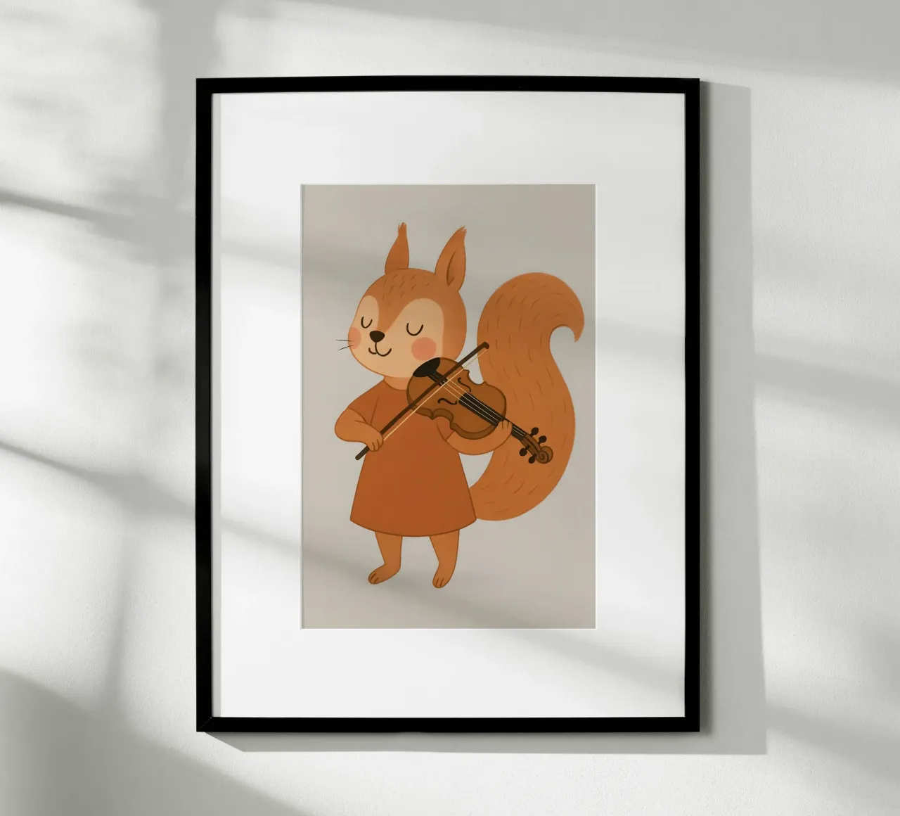 Scoiattolo che suona il violino - Bambini Animali poster con telaio in plastica da Tiny Tails & Stripes