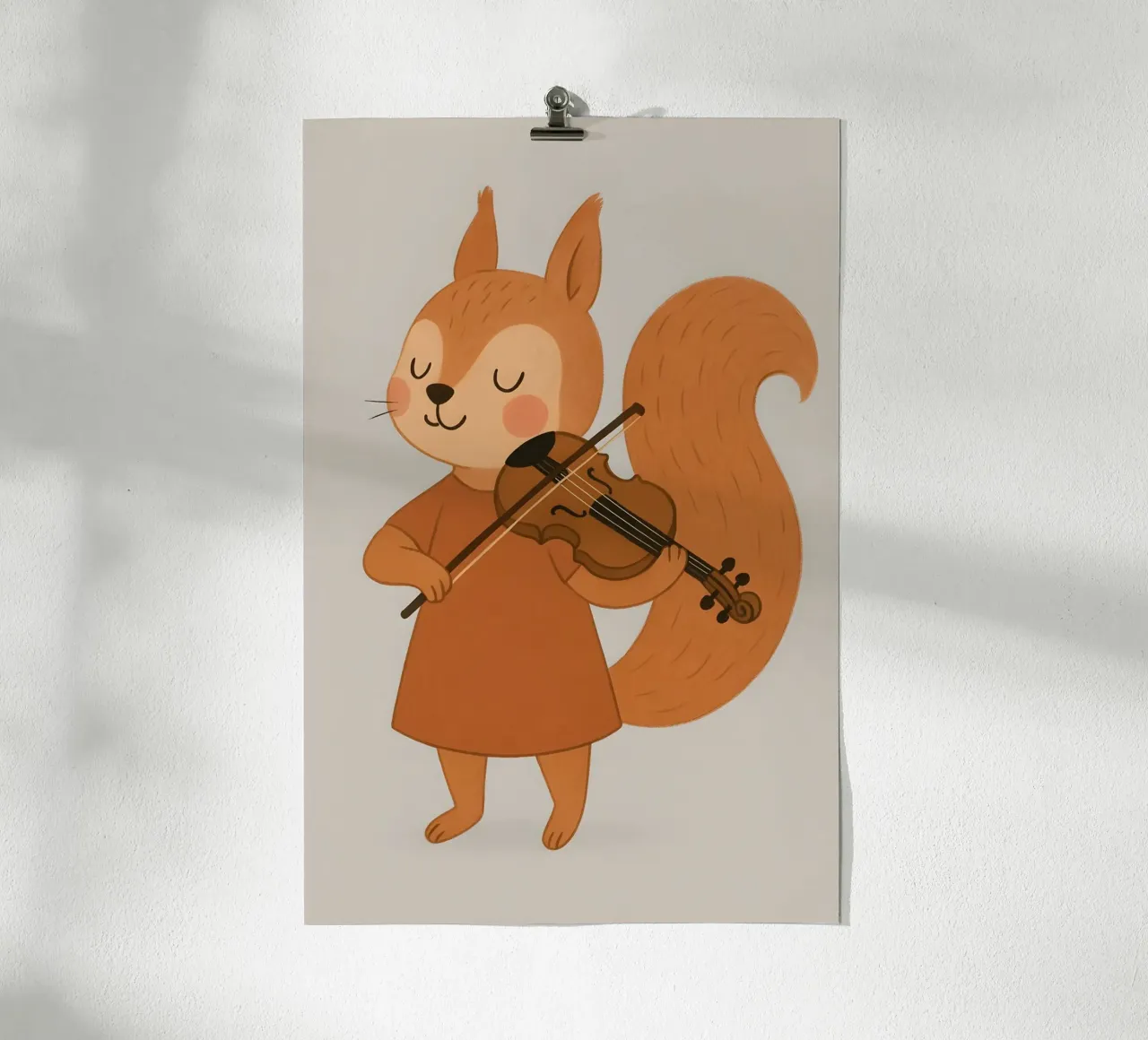 Scoiattolo che suona il violino - Bambini Animali poster con telaio in plastica da Tiny Tails & Stripes
