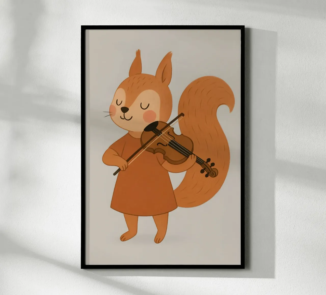 Scoiattolo che suona il violino - Bambini Animali poster con telaio in plastica da Tiny Tails & Stripes