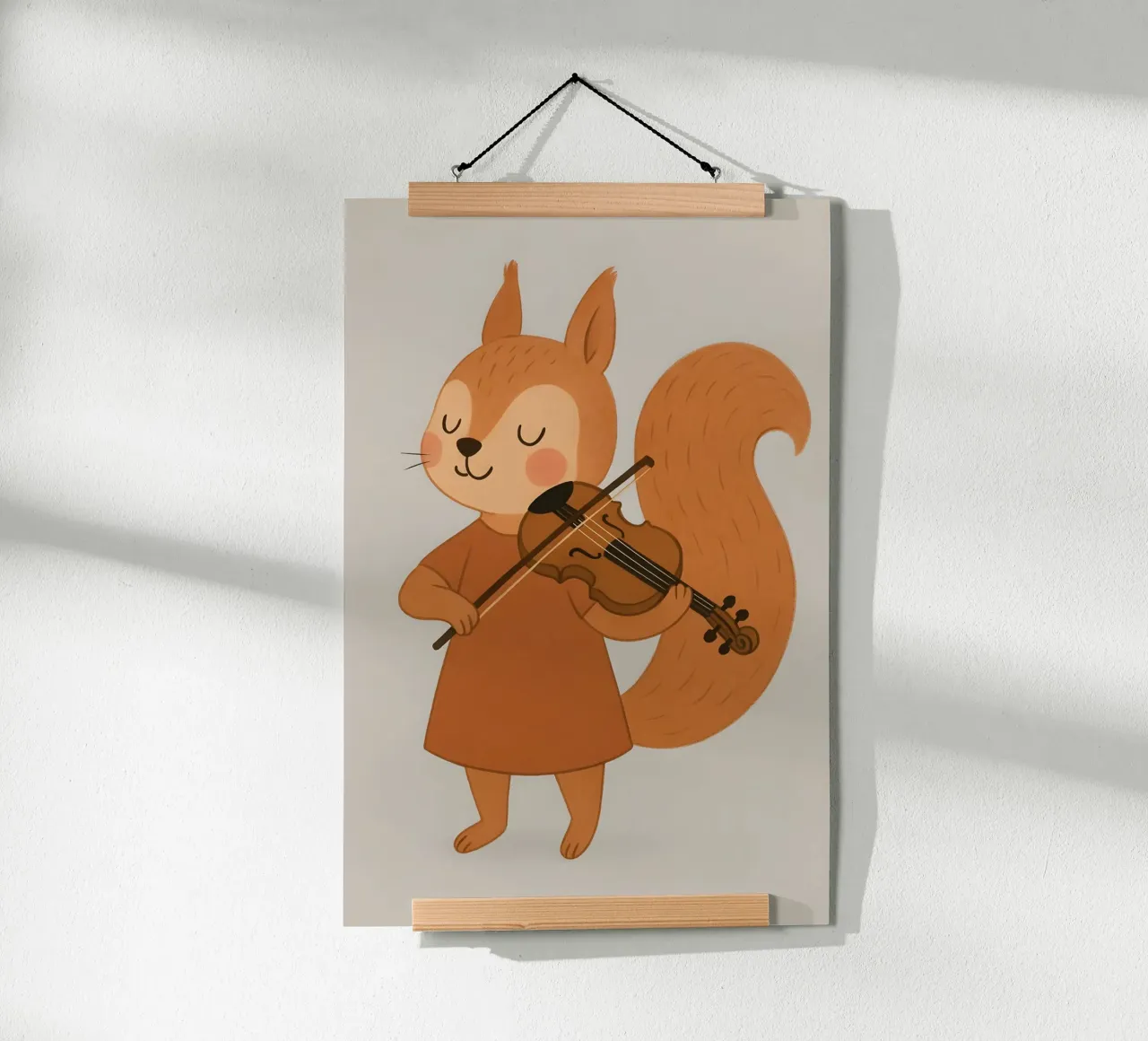Scoiattolo che suona il violino - Bambini Animali poster con telaio in plastica da Tiny Tails & Stripes