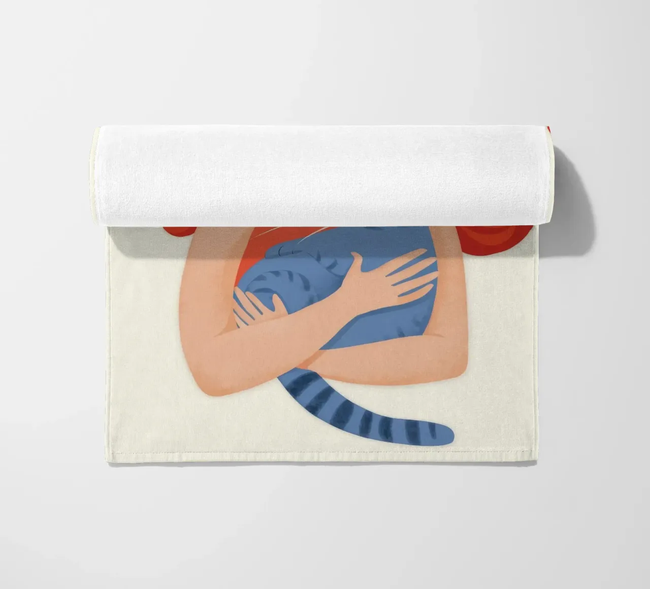 Abbraccio di gatto cremisi telo mare da Aether Brush