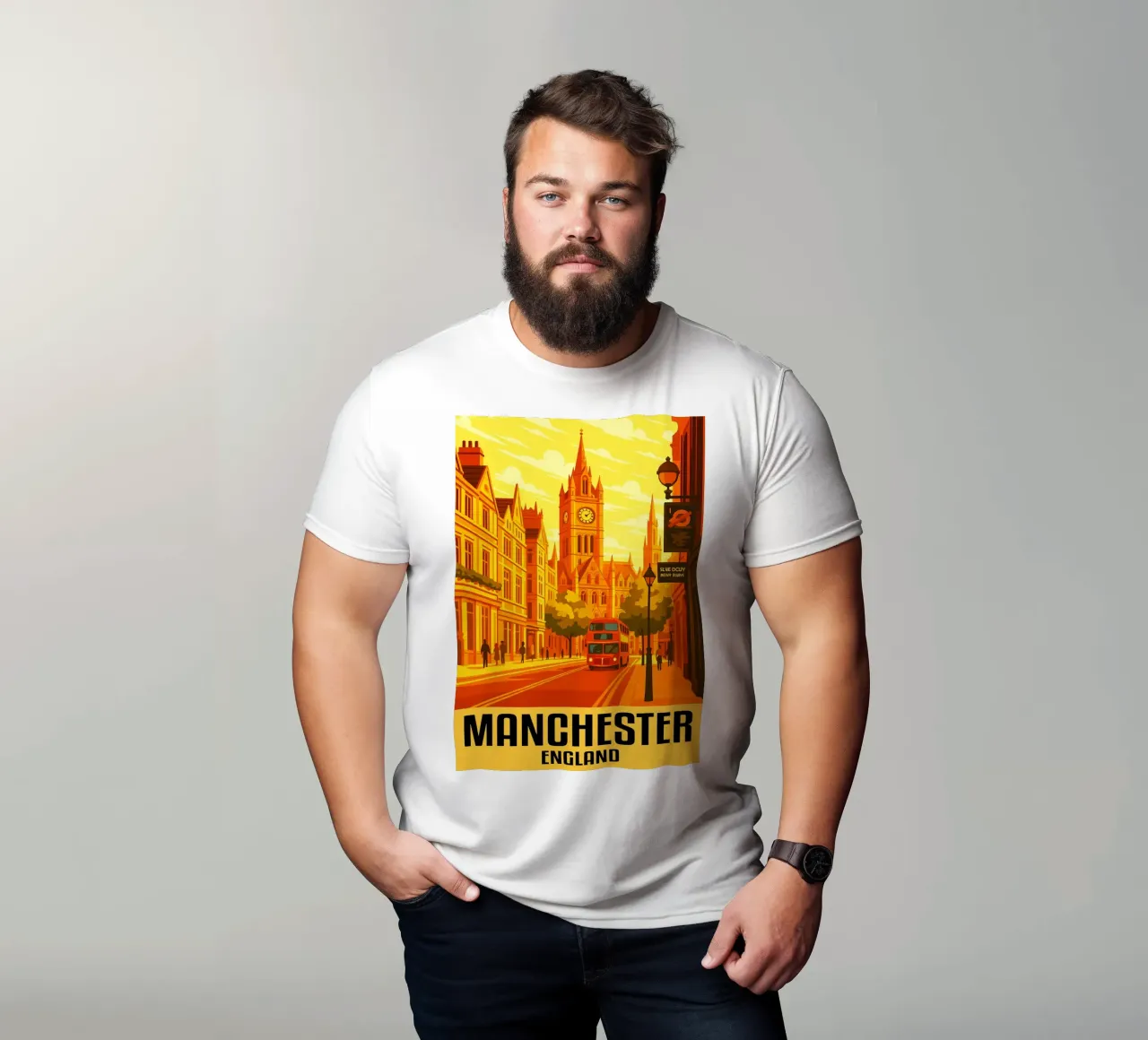 Manchester Inghilterra Città Arte Immaginazione t-shirt da oneheart