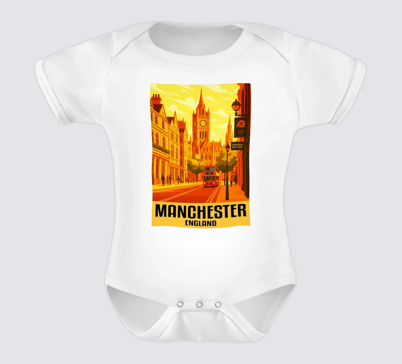 Manchester Inghilterra Città Arte Immaginazione body neonato maniche corte da oneheart