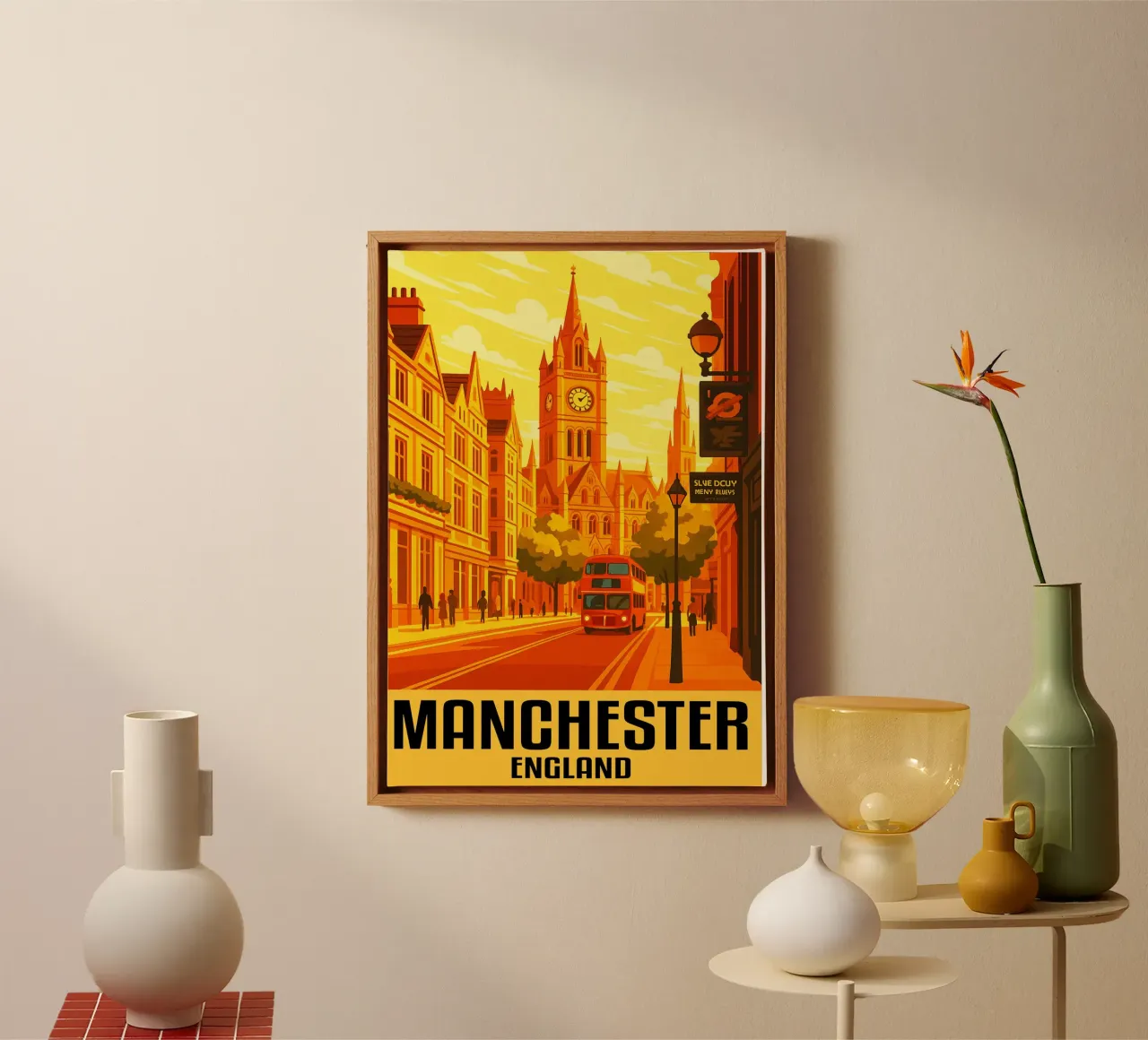 Manchester Engeland Stad Kunst Verbeelding canvas met Baklijst van oneheart