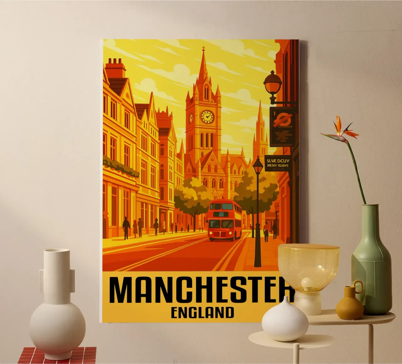 Manchester Engeland Stad Kunst Verbeelding canvas met Baklijst van oneheart