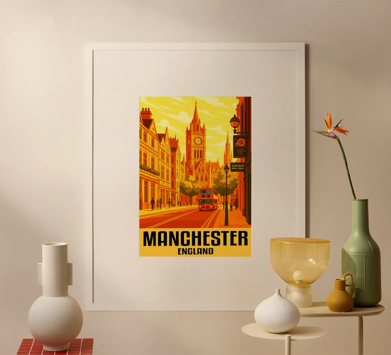 Manchester Inghilterra Città Arte Immaginazione poster con telaio in plastica da oneheart