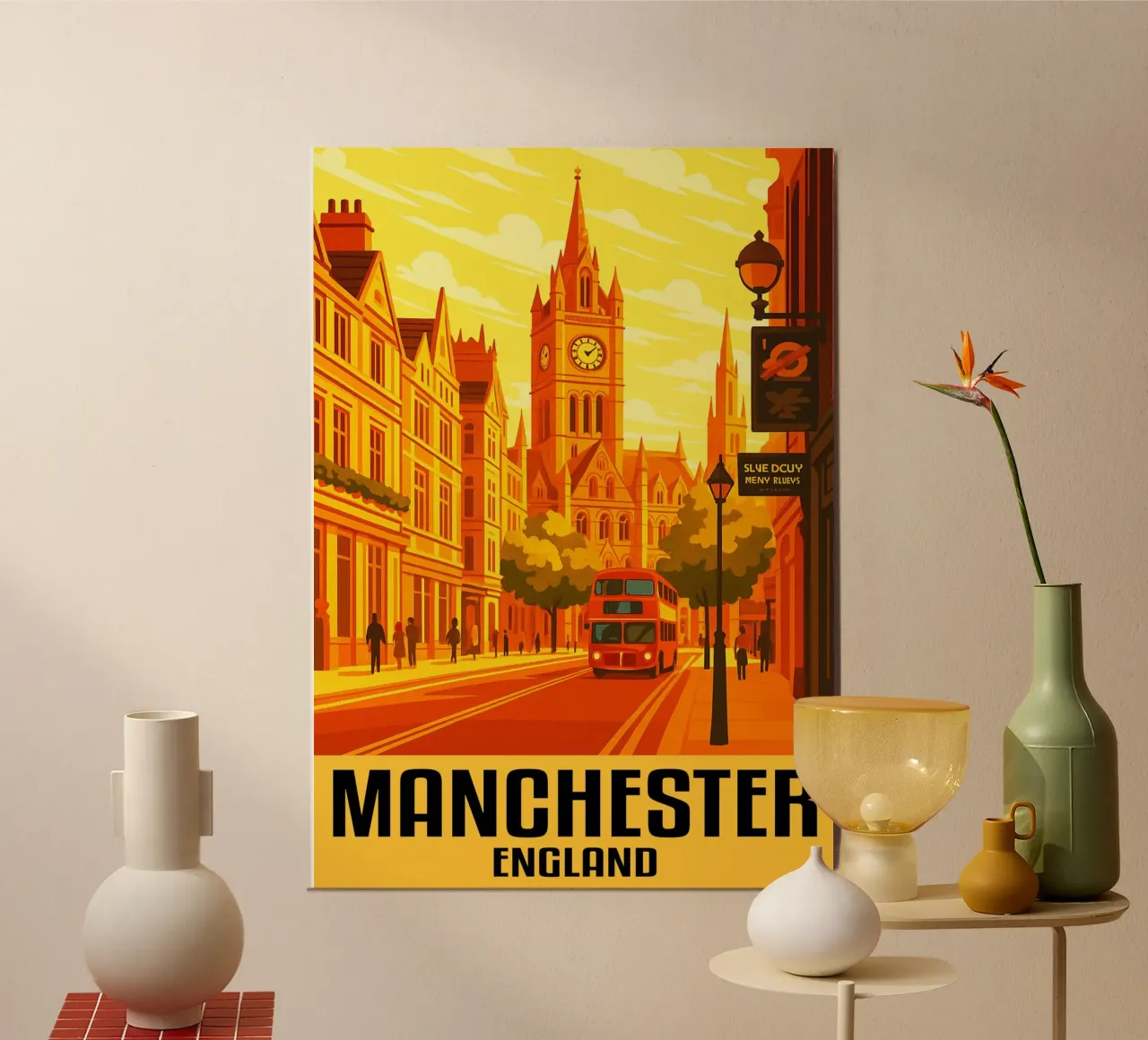 Manchester Inghilterra Città Arte Immaginazione poster con telaio in plastica da oneheart