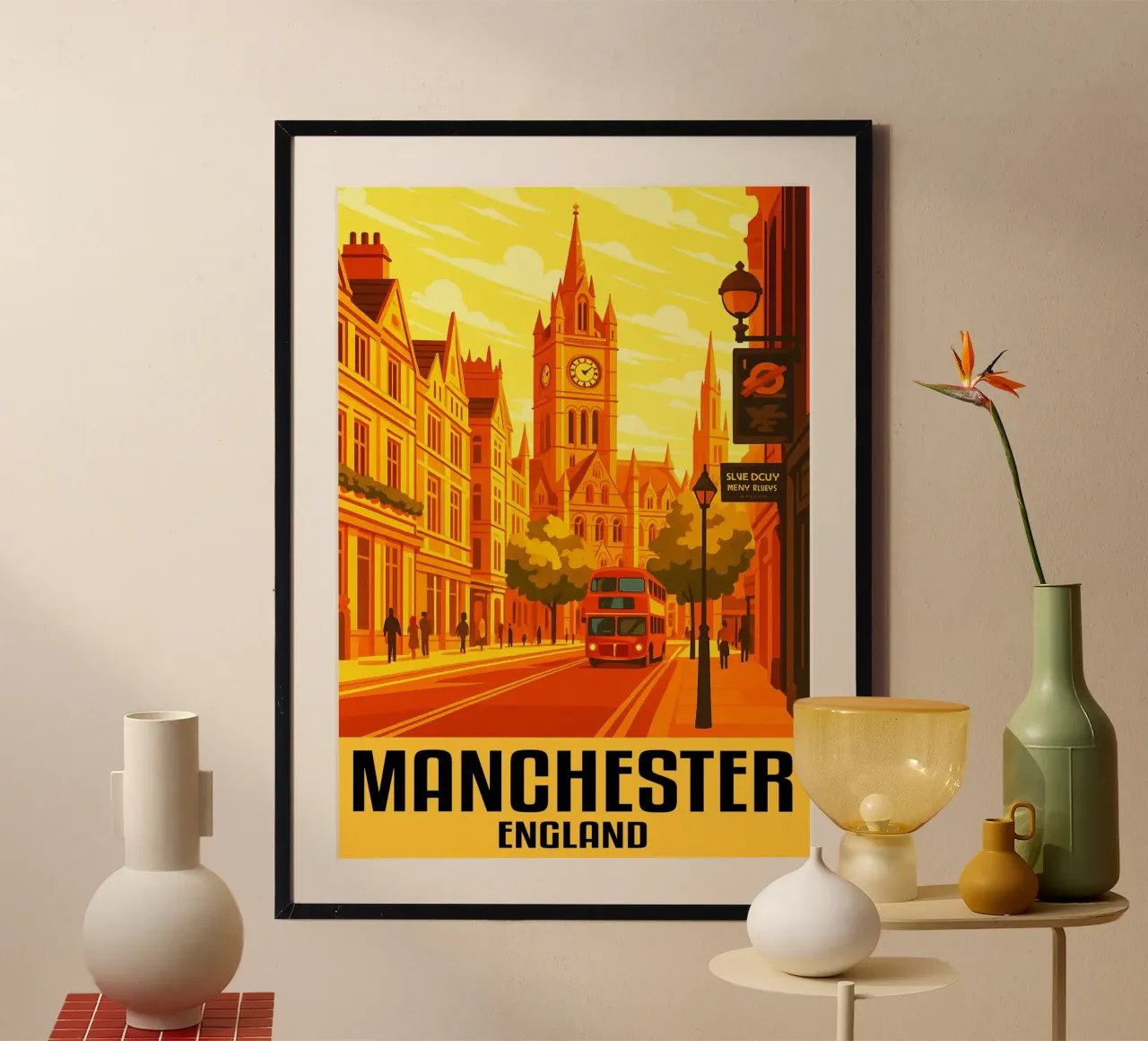 Manchester Inghilterra Città Arte Immaginazione poster con telaio in plastica da oneheart