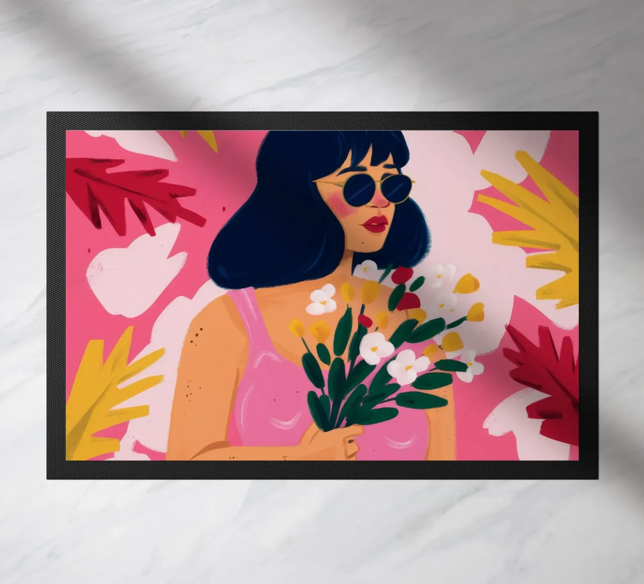 Midnight Floral Muse doormat by Aether Brush