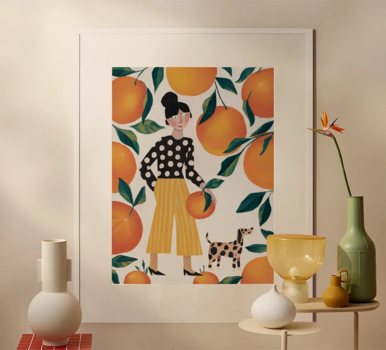Citrus Polka Koningin poster met aluminium frame van Aether Brush