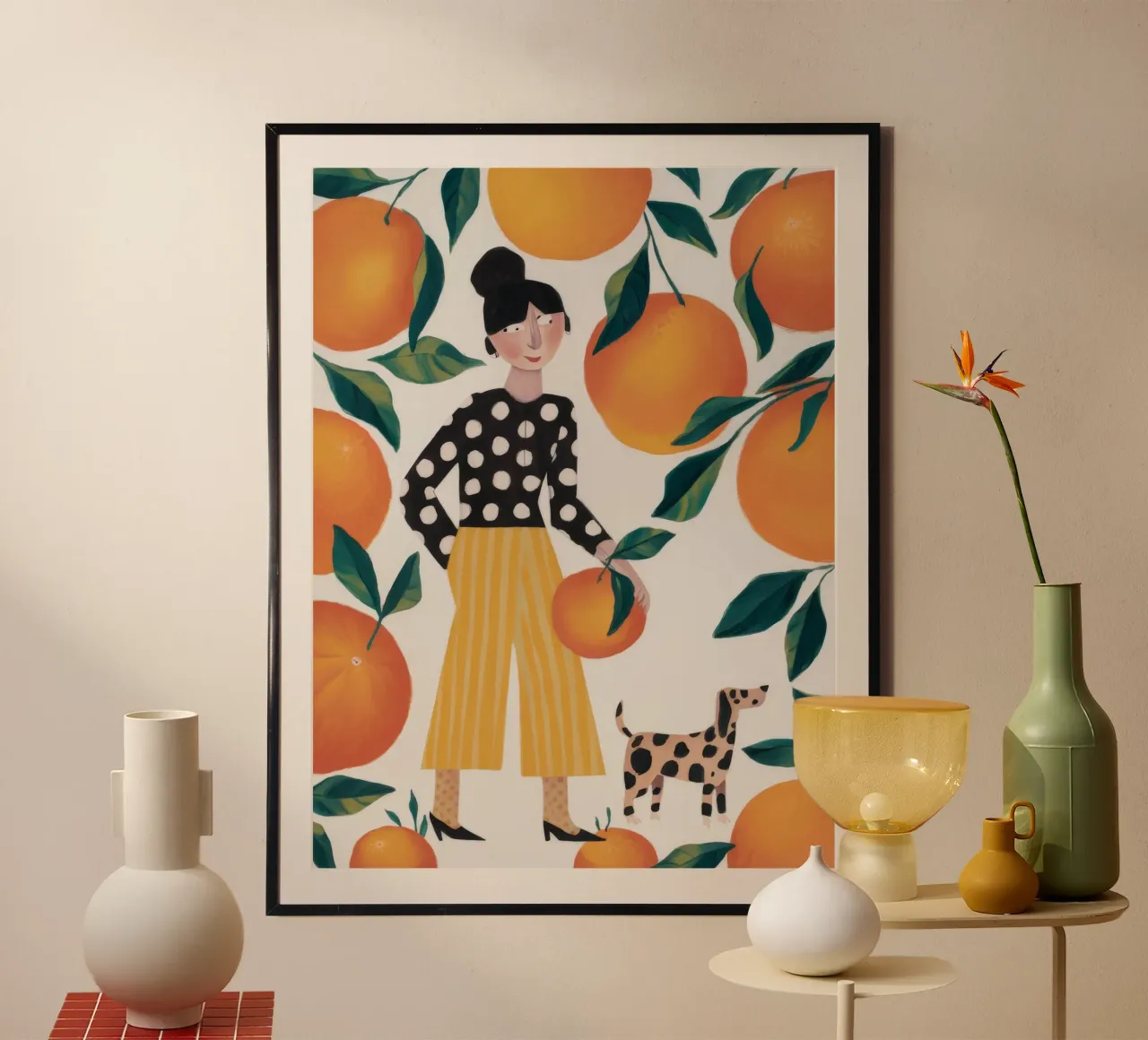 Citrus Polka Koningin poster met aluminium frame van Aether Brush