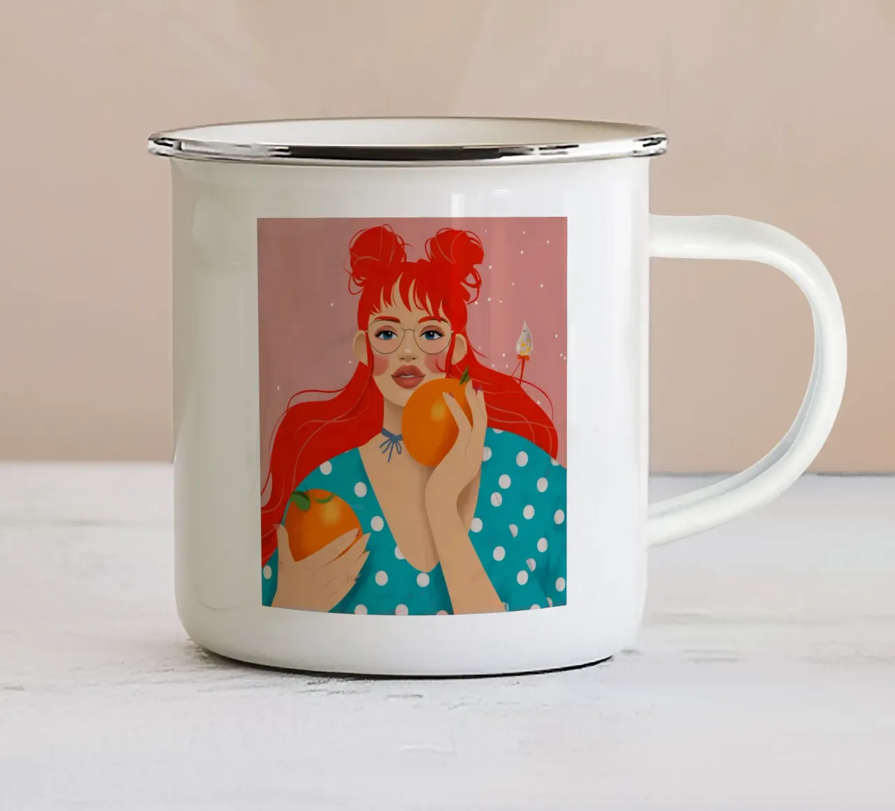 Sogno di agrumi scarlatto tazza in smalto da Aether Brush