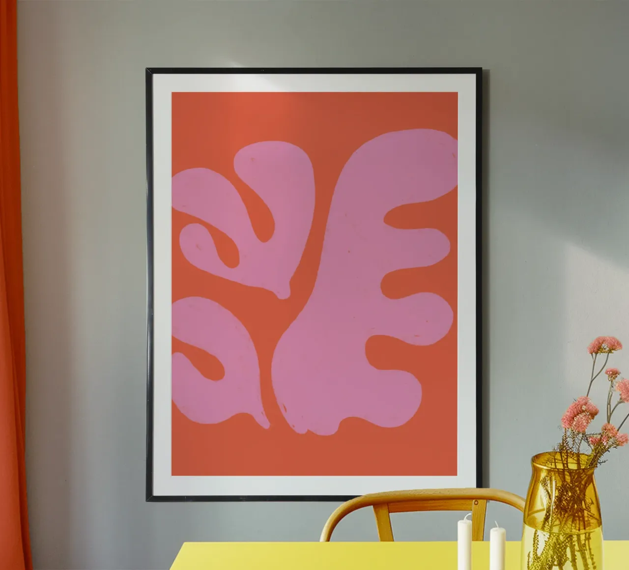 Matisse rose corail Bloom poster avec cadre en bois de EDMPROJECT