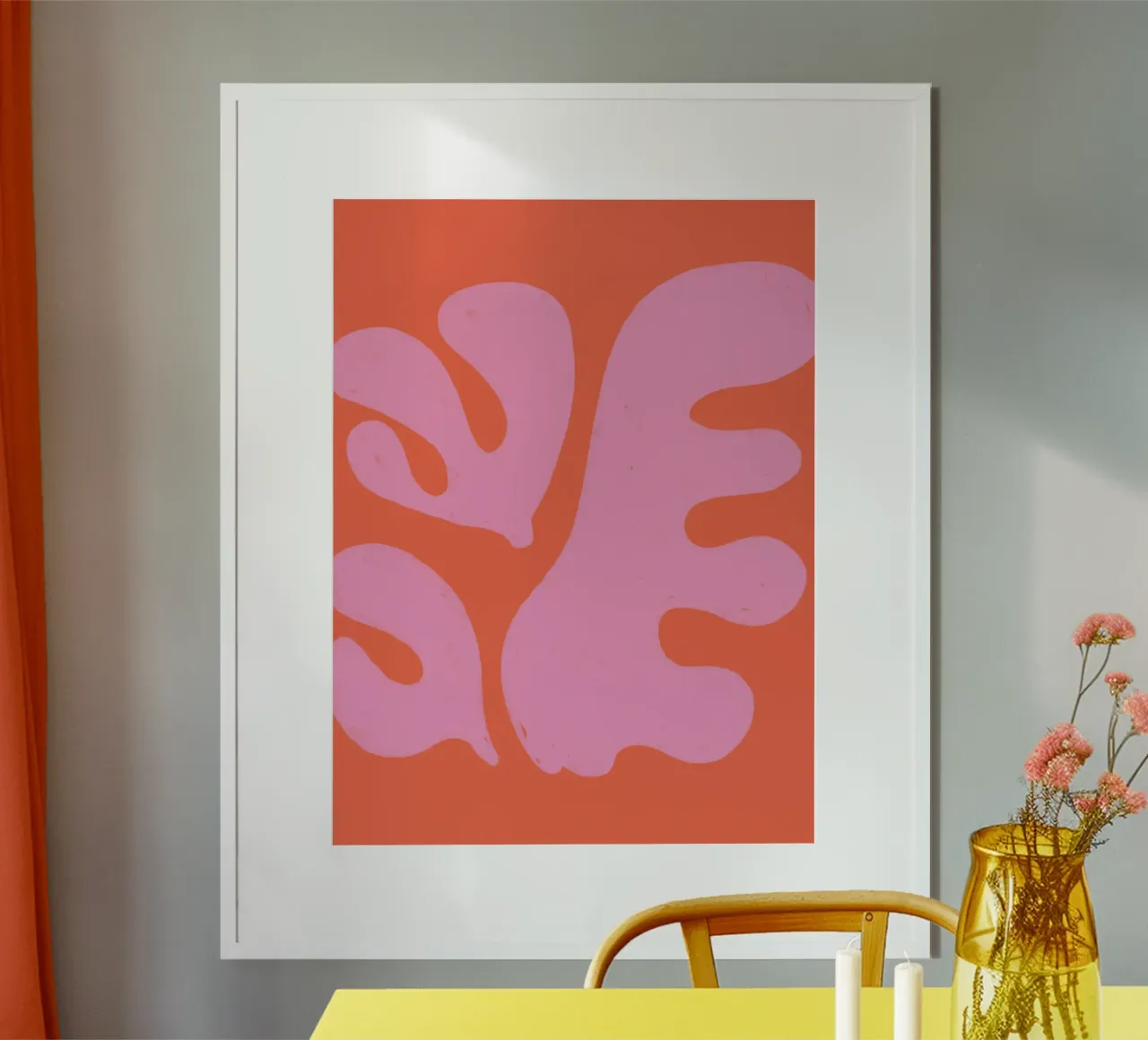 Matisse rose corail Bloom poster avec cadre en bois de EDMPROJECT