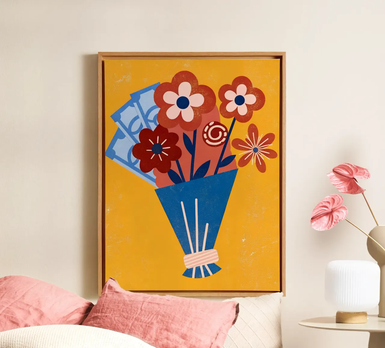 Bouquet di fiori e denaro tela con Cornice a cassetta da THE LATEST SHOP