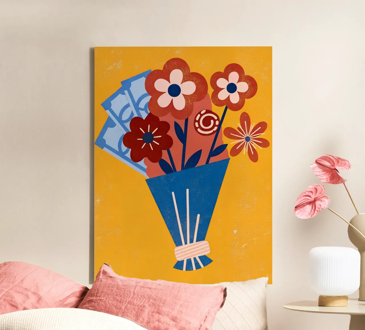 Bouquet di fiori e denaro tela con Cornice a cassetta da THE LATEST SHOP