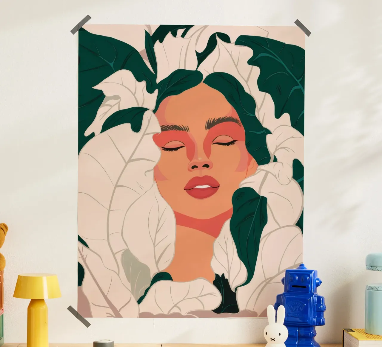 Foglia Sogno Serenità poster con telaio in legno da Aether Brush