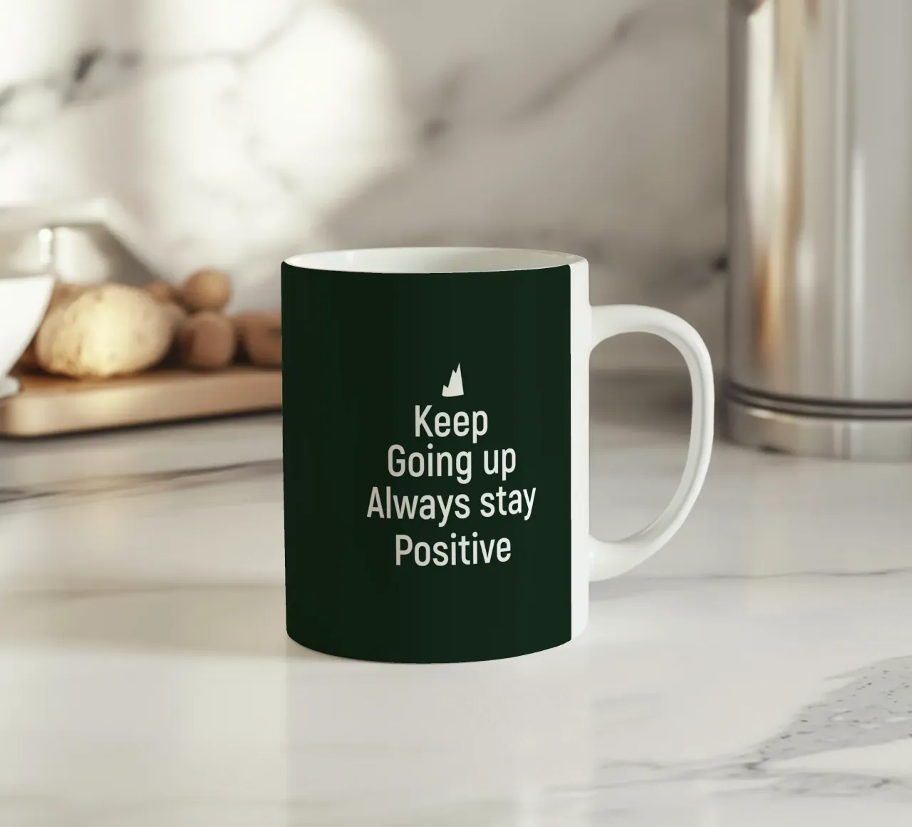 Keep going up. Always stay positive. tazza in ceramica da positivepipo