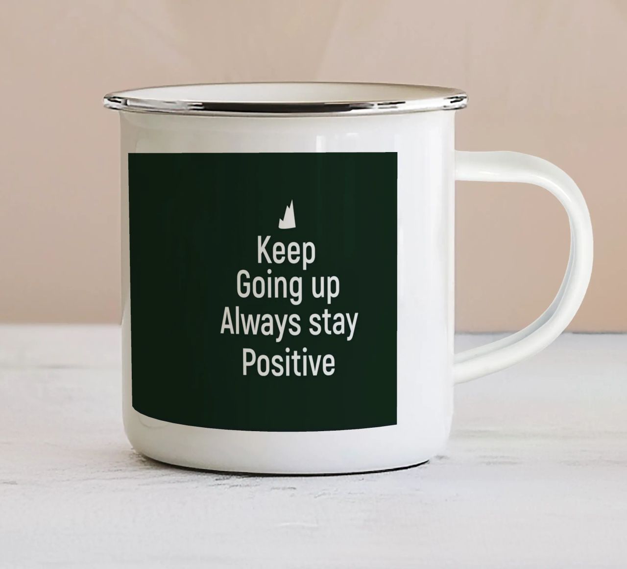 Keep going up. Always stay positive. tazza in smalto da positivepipo