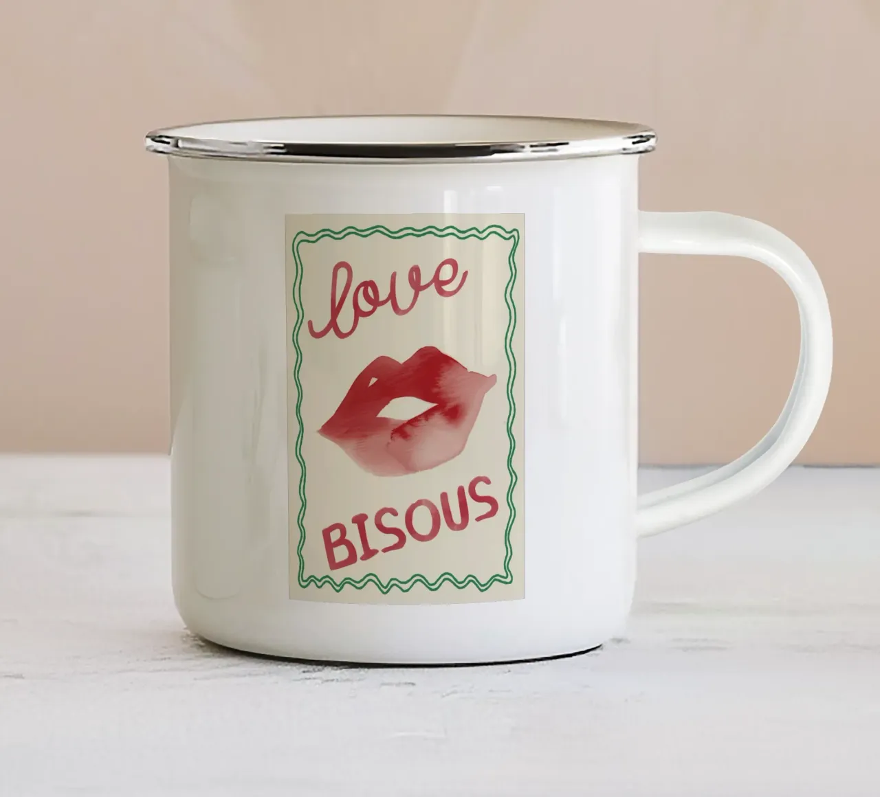 LOVE BISOUS tazza in smalto da Attaboy Dsgn