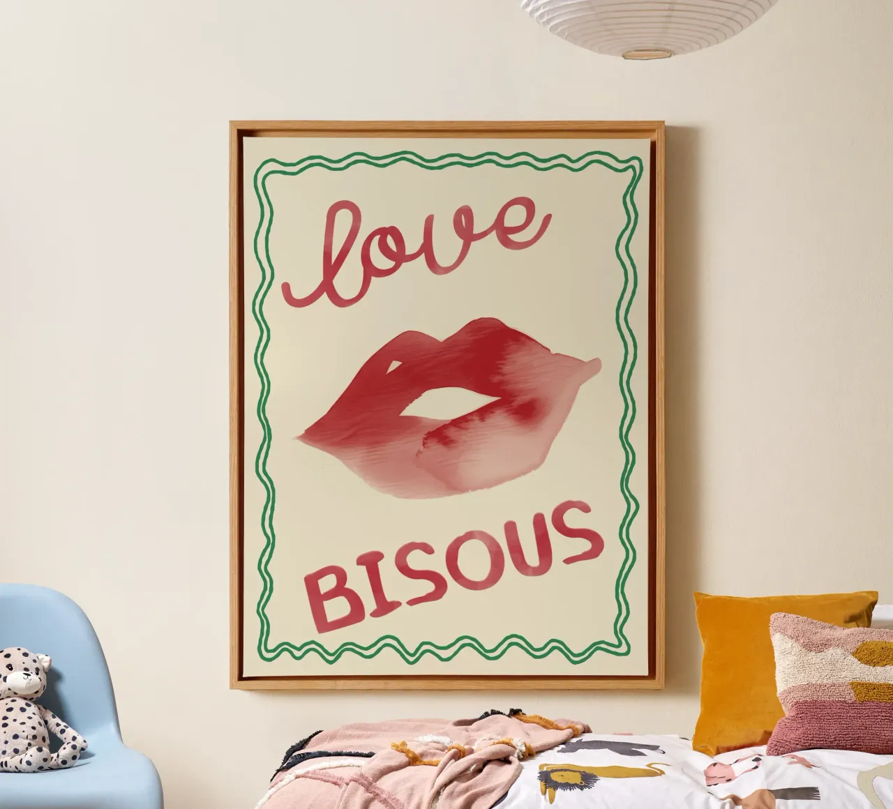 LOVE BISOUS tela con Cornice a cassetta da Attaboy Dsgn