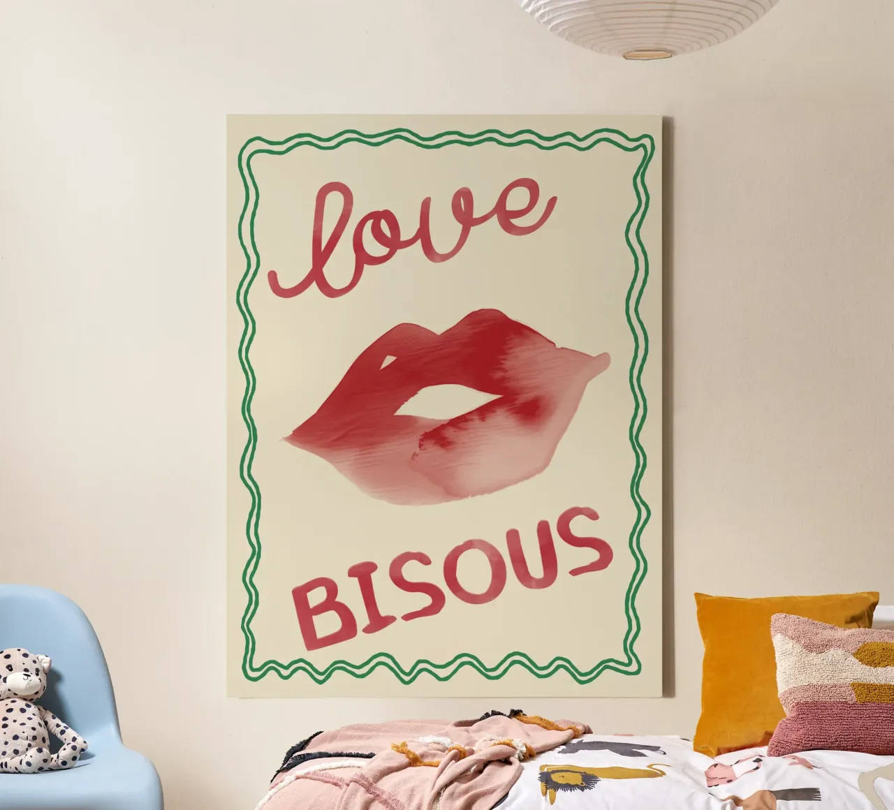 LOVE BISOUS tela con Cornice a cassetta da Attaboy Dsgn