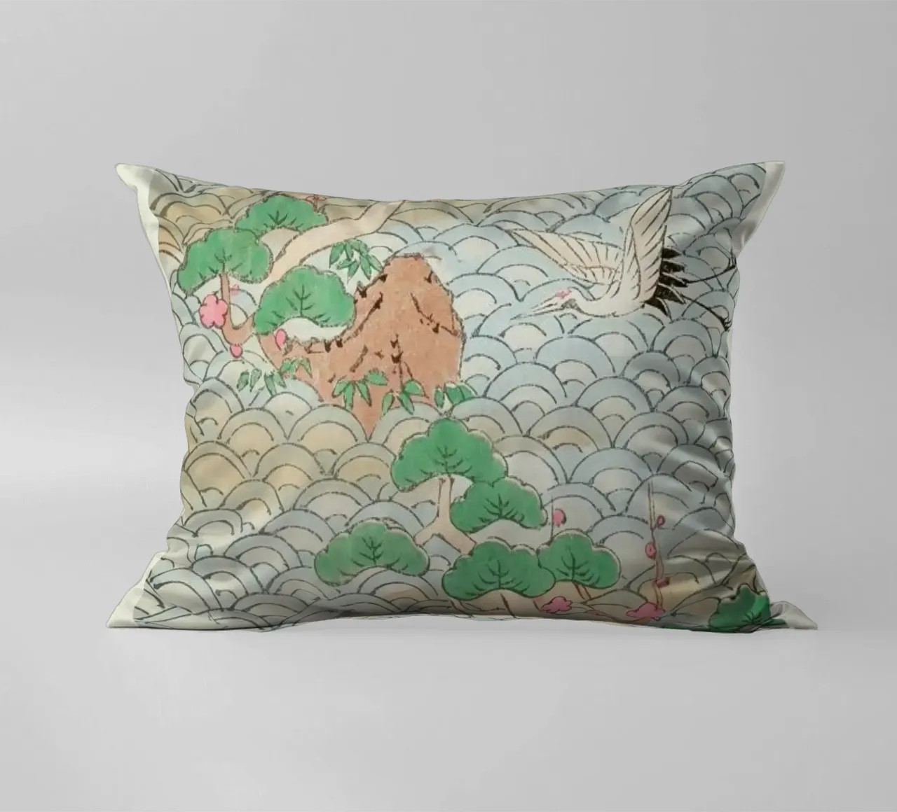 Shin-Bijutsukai - Flight Over Mountains decorative cushion by Vintage by JUNIQE