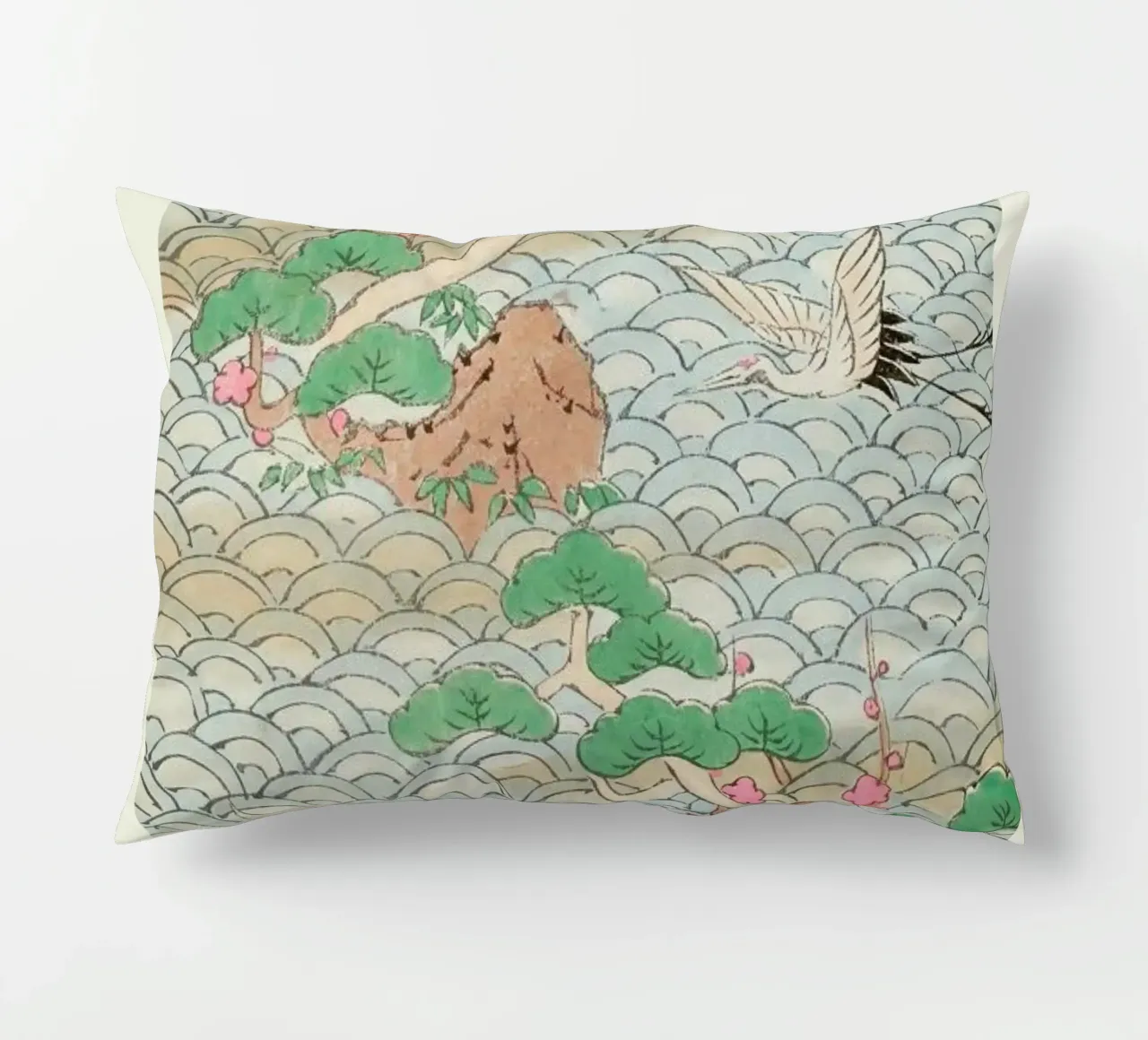 Shin-Bijutsukai - Flight Over Mountains decorative cushion by Vintage by JUNIQE
