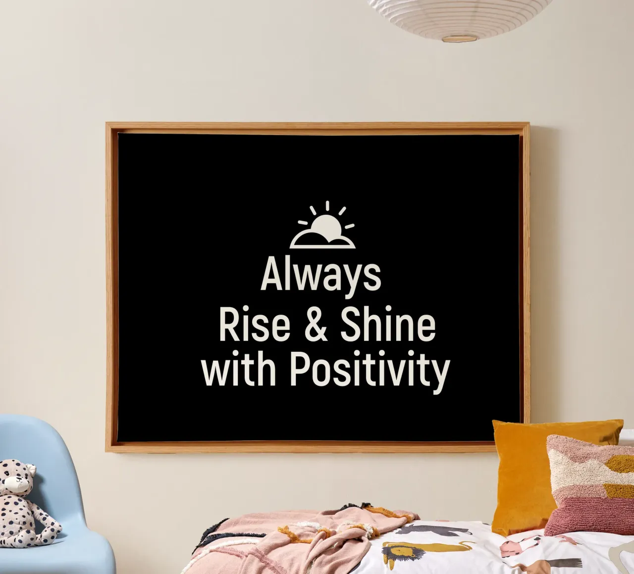 Always rise and shine with positivity canvas met Baklijst van positivepipo