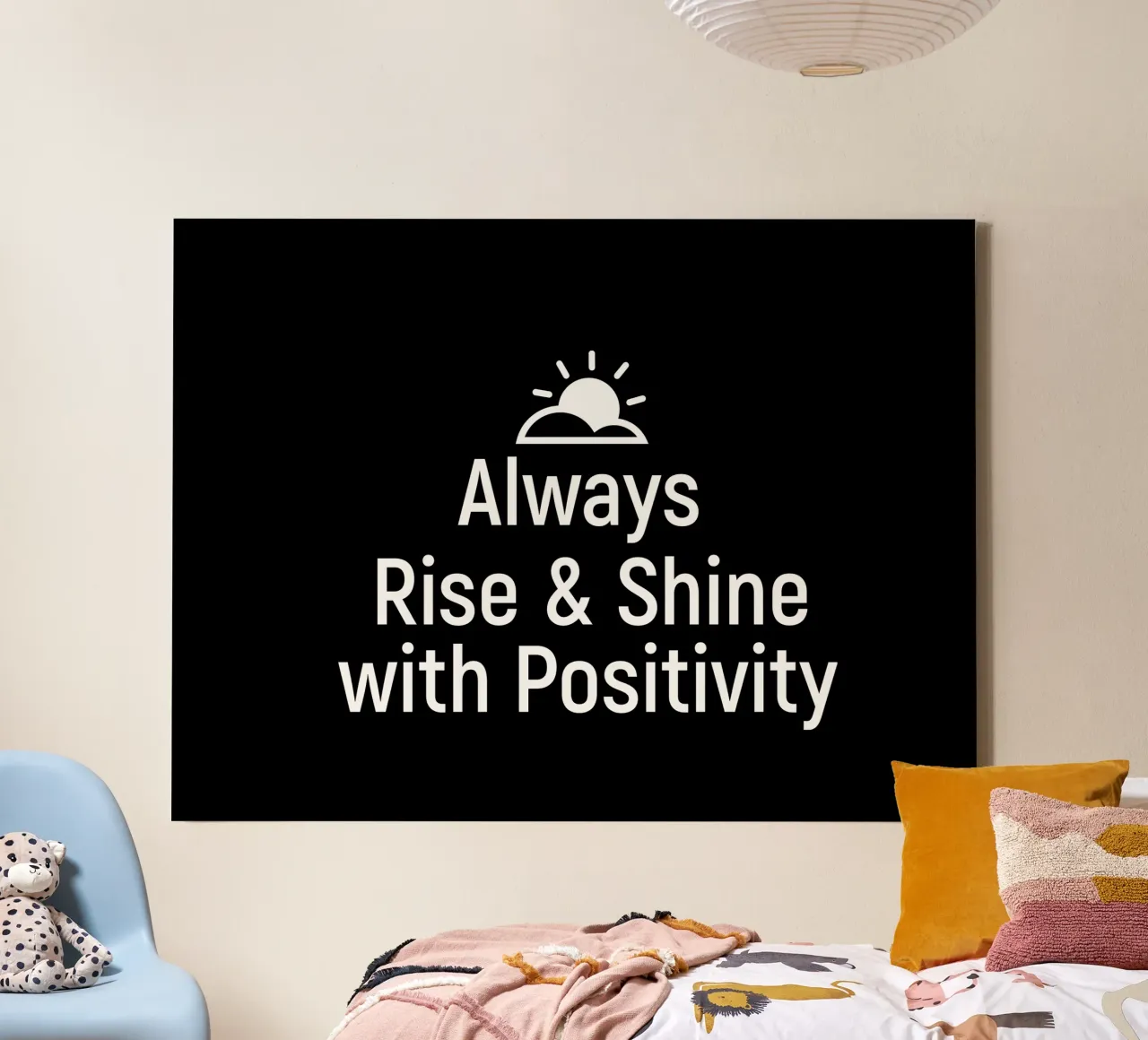 Always rise and shine with positivity canvas met Baklijst van positivepipo