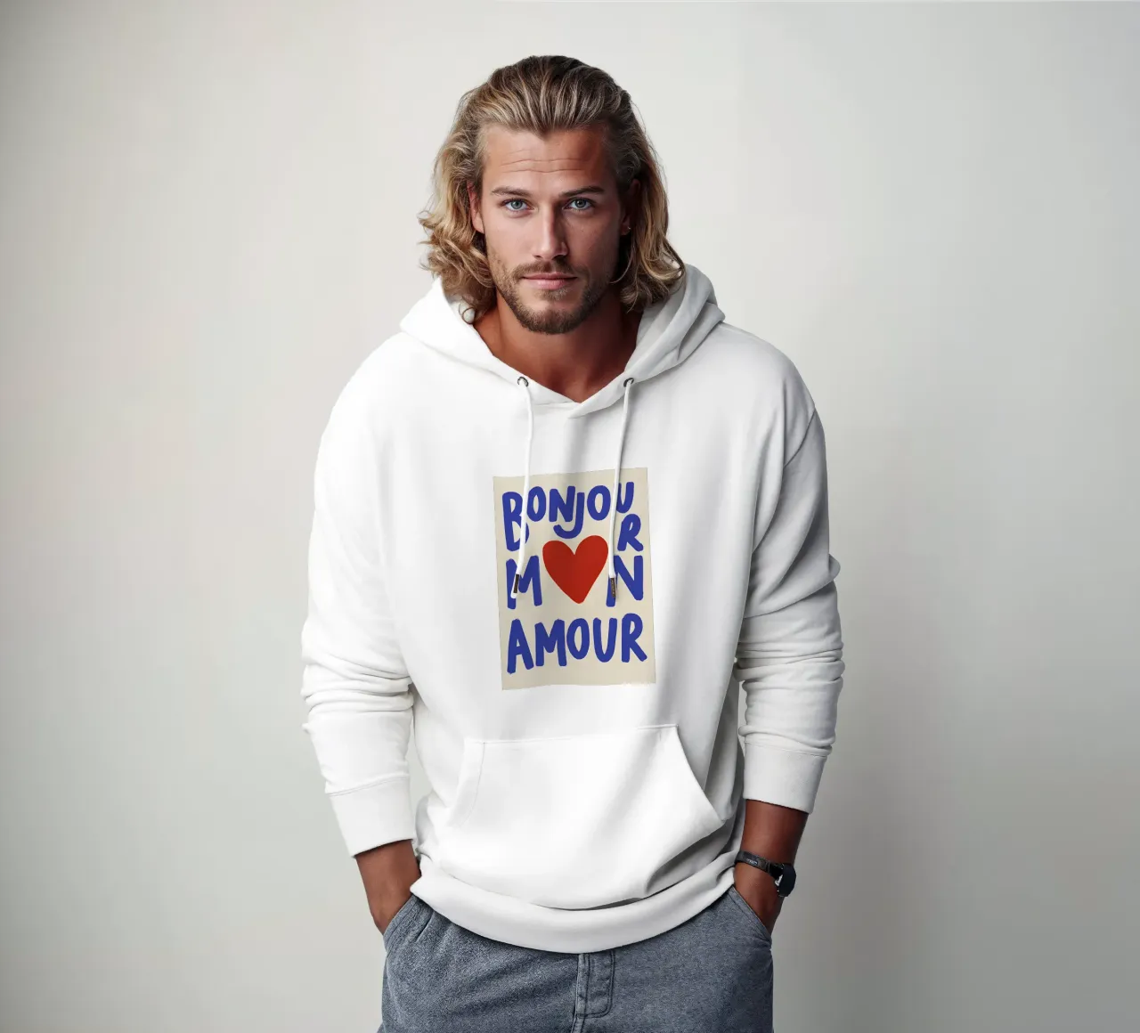 Bonjour Mon Amour felpa con cappuccio da Attaboy Dsgn