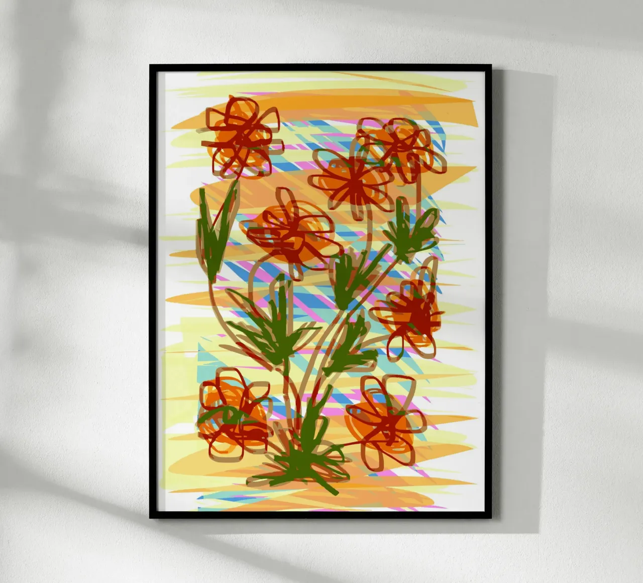 Vortice del giardino al tramonto poster con telaio in plastica da EDMPROJECT