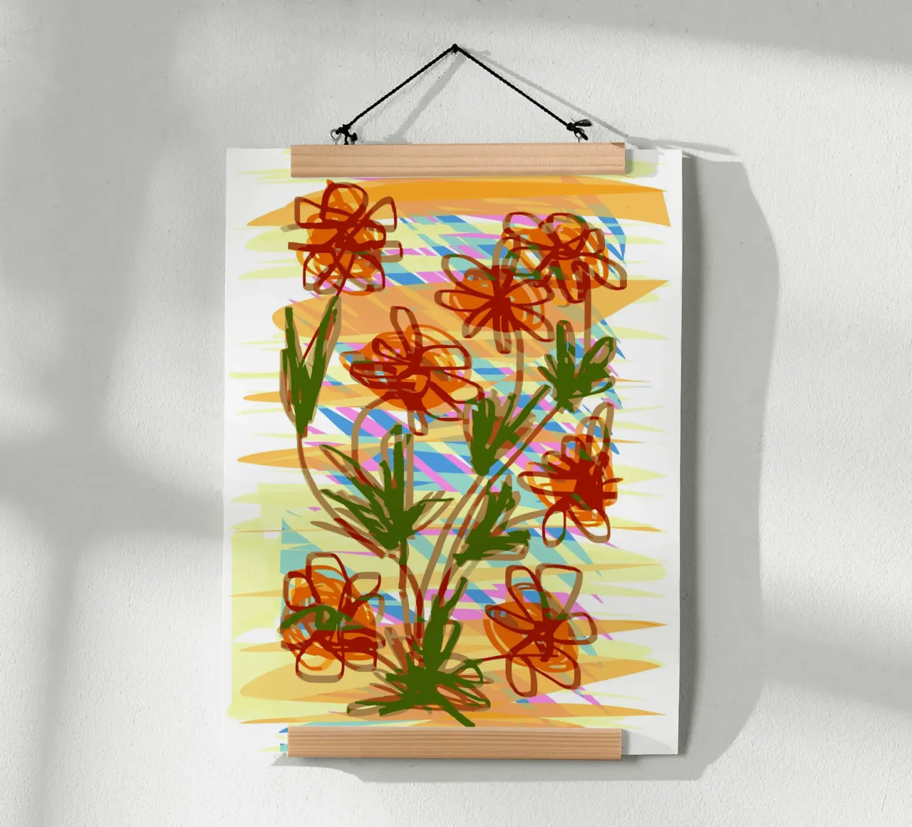 Vortice del giardino al tramonto poster con telaio in plastica da EDMPROJECT
