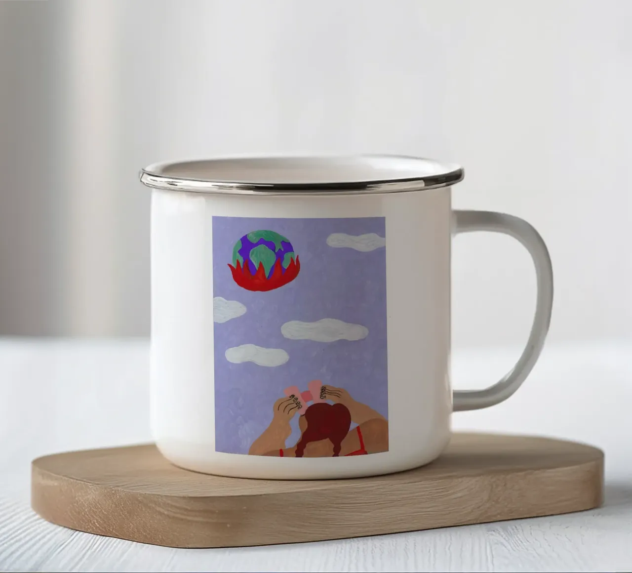 Watching The Earth tazza in smalto da Nudes and Croissants