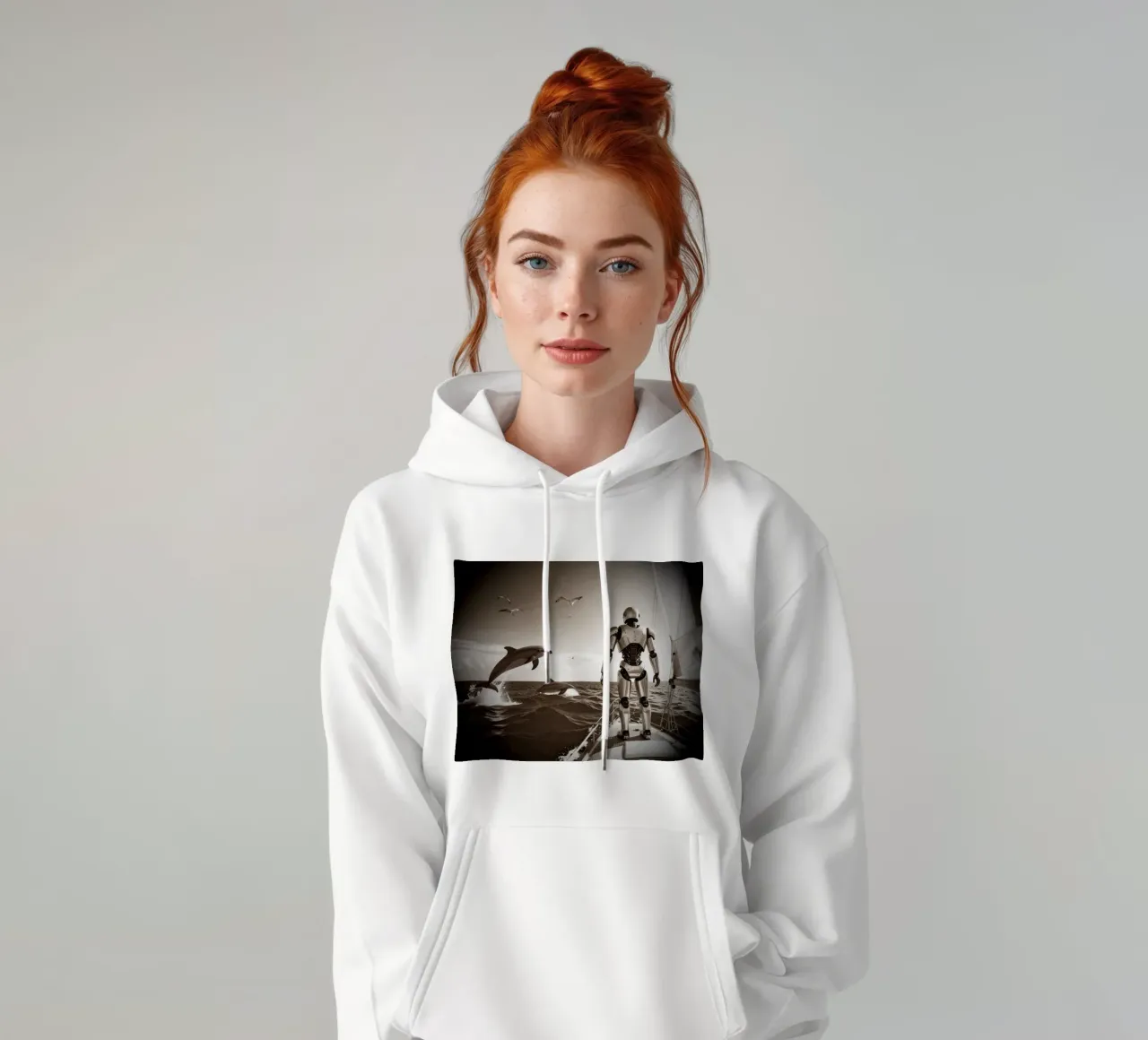 ROBOT SUR UN VOILIER. Vintage sudadera con capucha de Thierry vobmann photography
