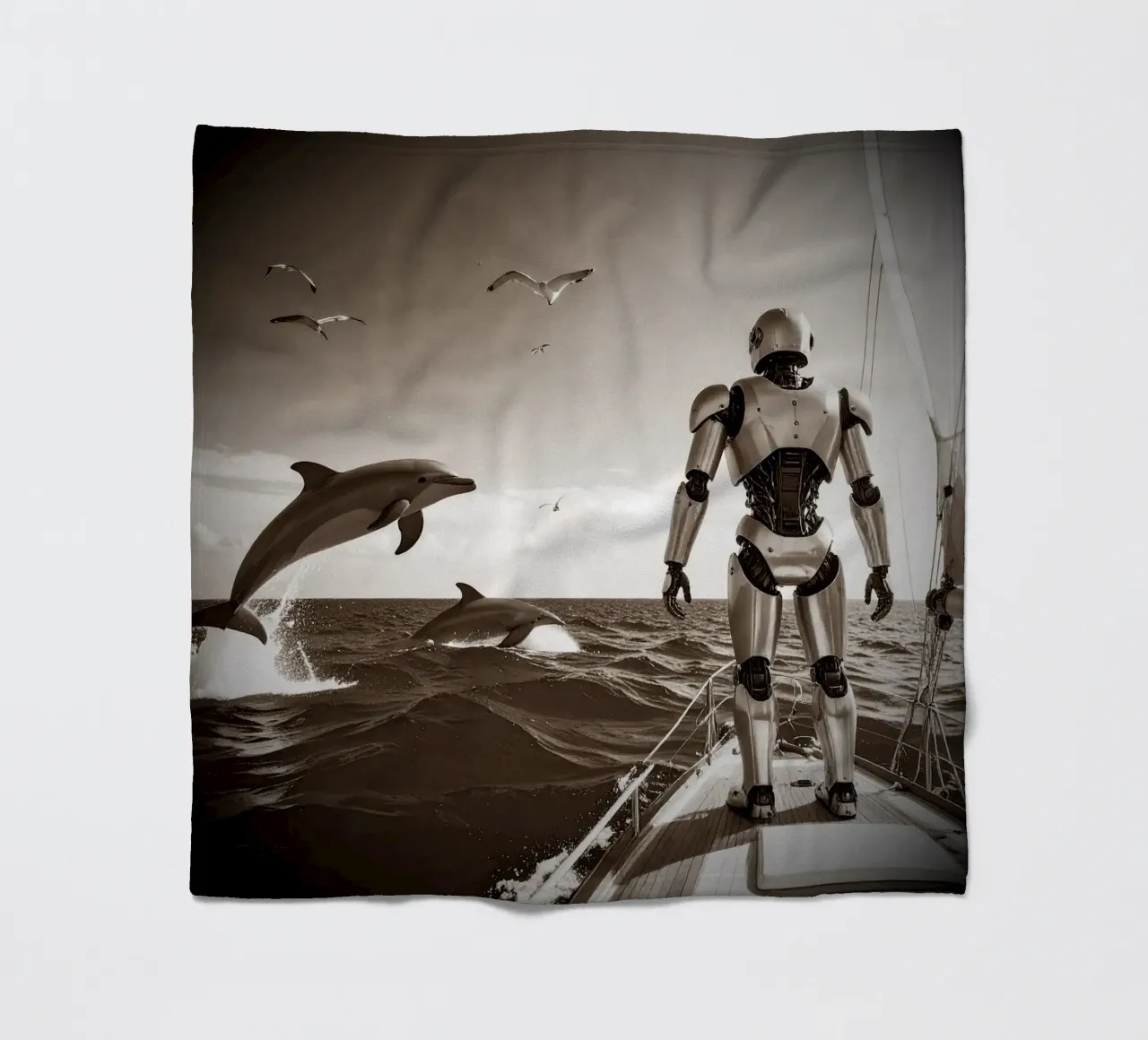 ROBOT SUR UN VOILIER. Vintage coperta in pile da Thierry vobmann photography