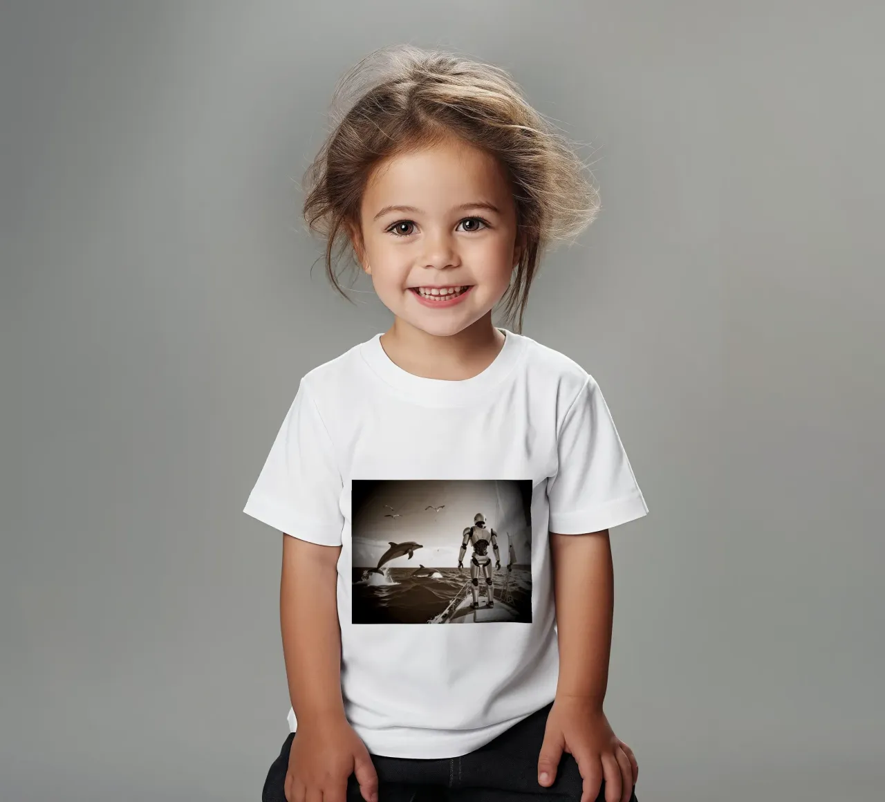 ROBOT SUR UN VOILIER. Vintage t-shirt bambini da Thierry vobmann photography