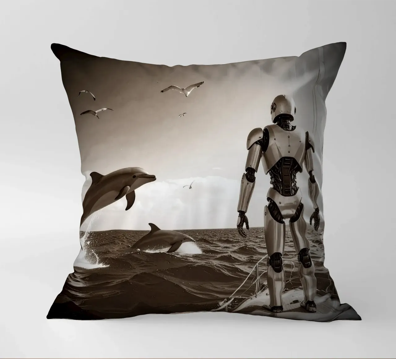 ROBOT SUR UN VOILIER. Vintage cuscino da Thierry vobmann photography