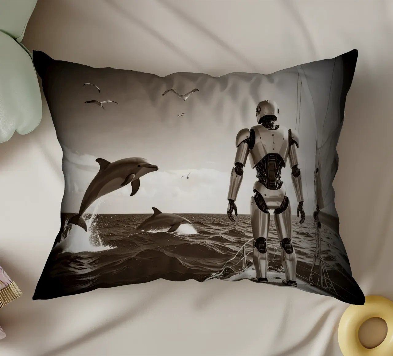 ROBOT SUR UN VOILIER. Vintage cuscino da Thierry vobmann photography