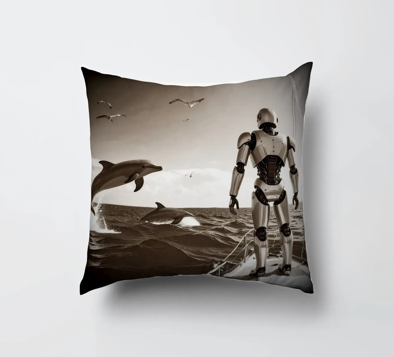 ROBOT SUR UN VOILIER. Vintage cuscino da Thierry vobmann photography
