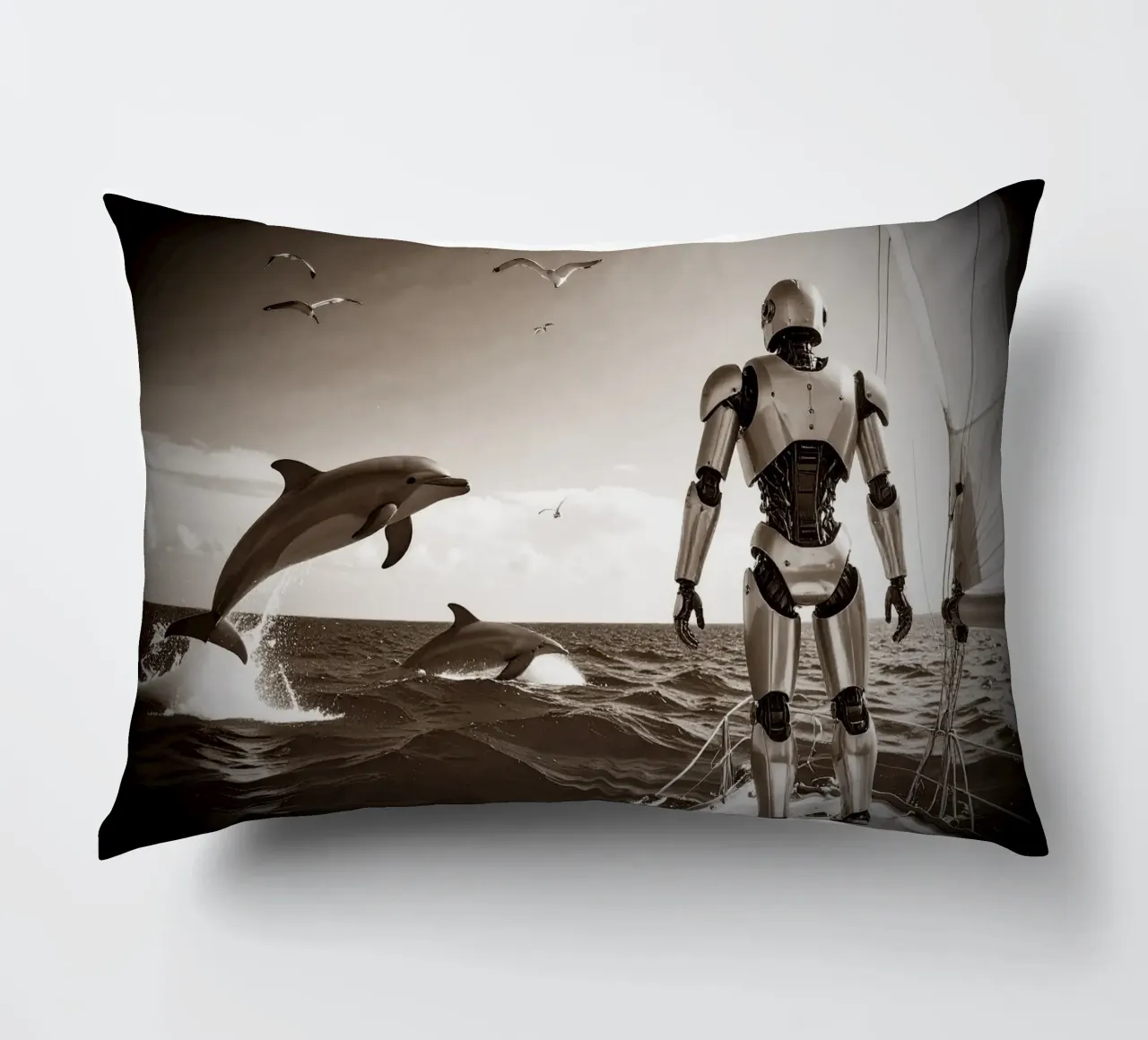 ROBOT SUR UN VOILIER. Vintage cuscino da Thierry vobmann photography