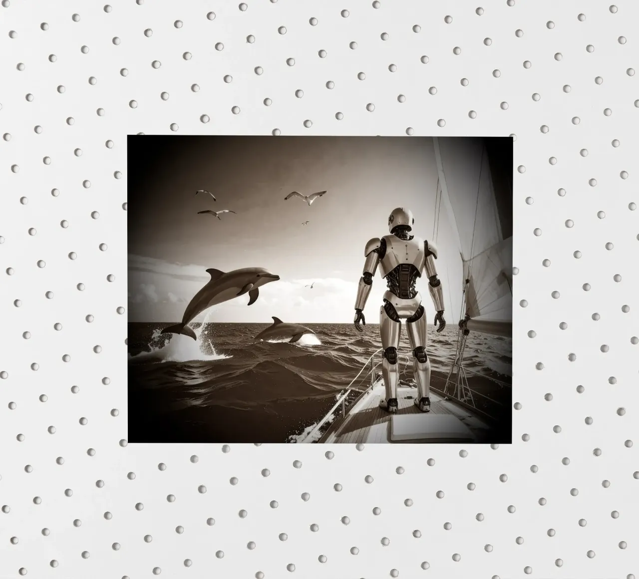 ROBOT SUR UN VOILIER. Vintage adesivo da Thierry vobmann photography