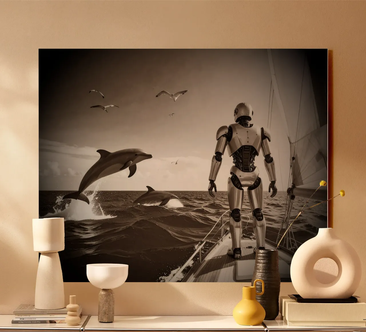 ROBOT SUR UN VOILIER. Vintage metacrilato de Thierry vobmann photography